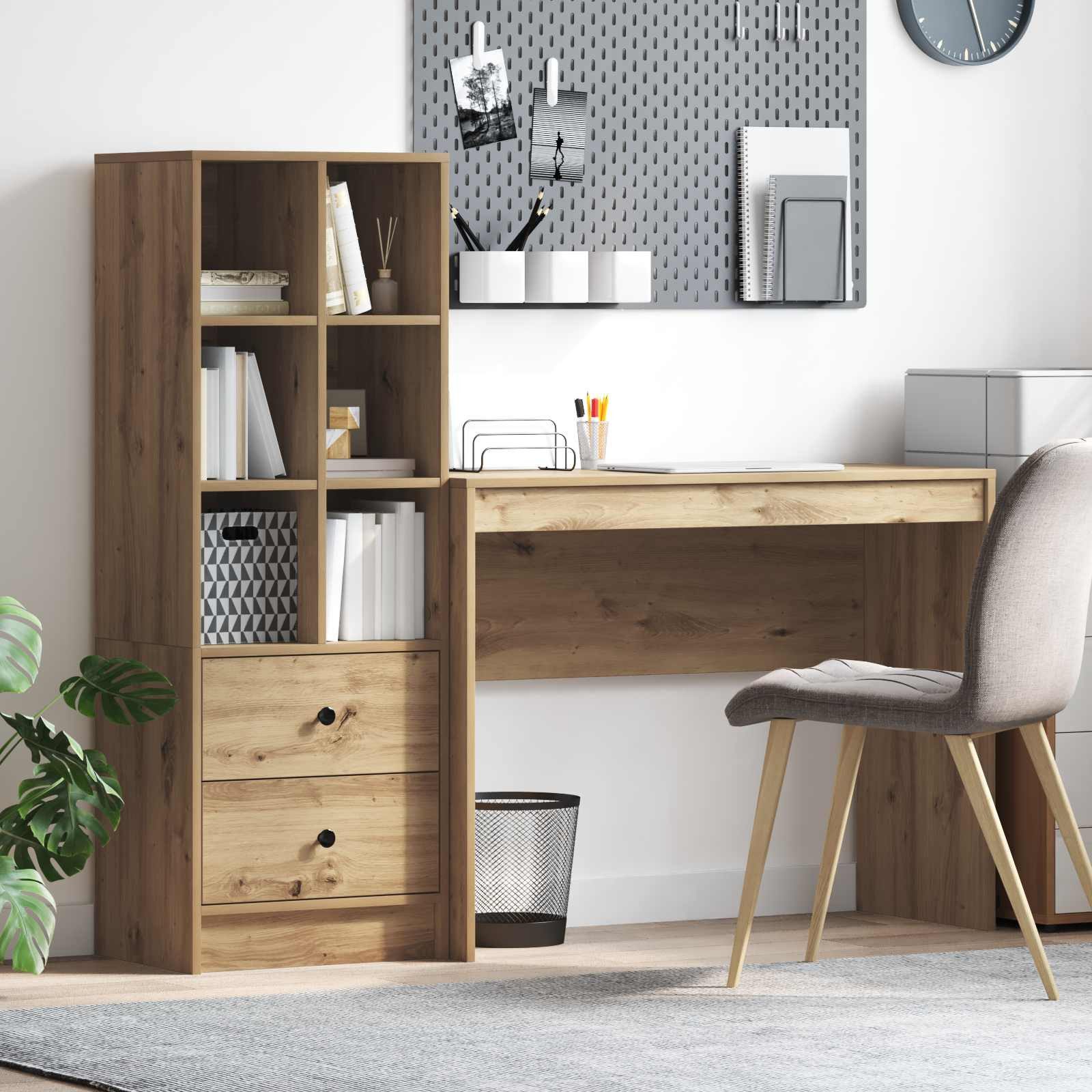 vidaXL Schreibtisch Schreibtisch Artisan-Eiche 145,5 x 40 x 127 cm 2 Stk. (2-St)