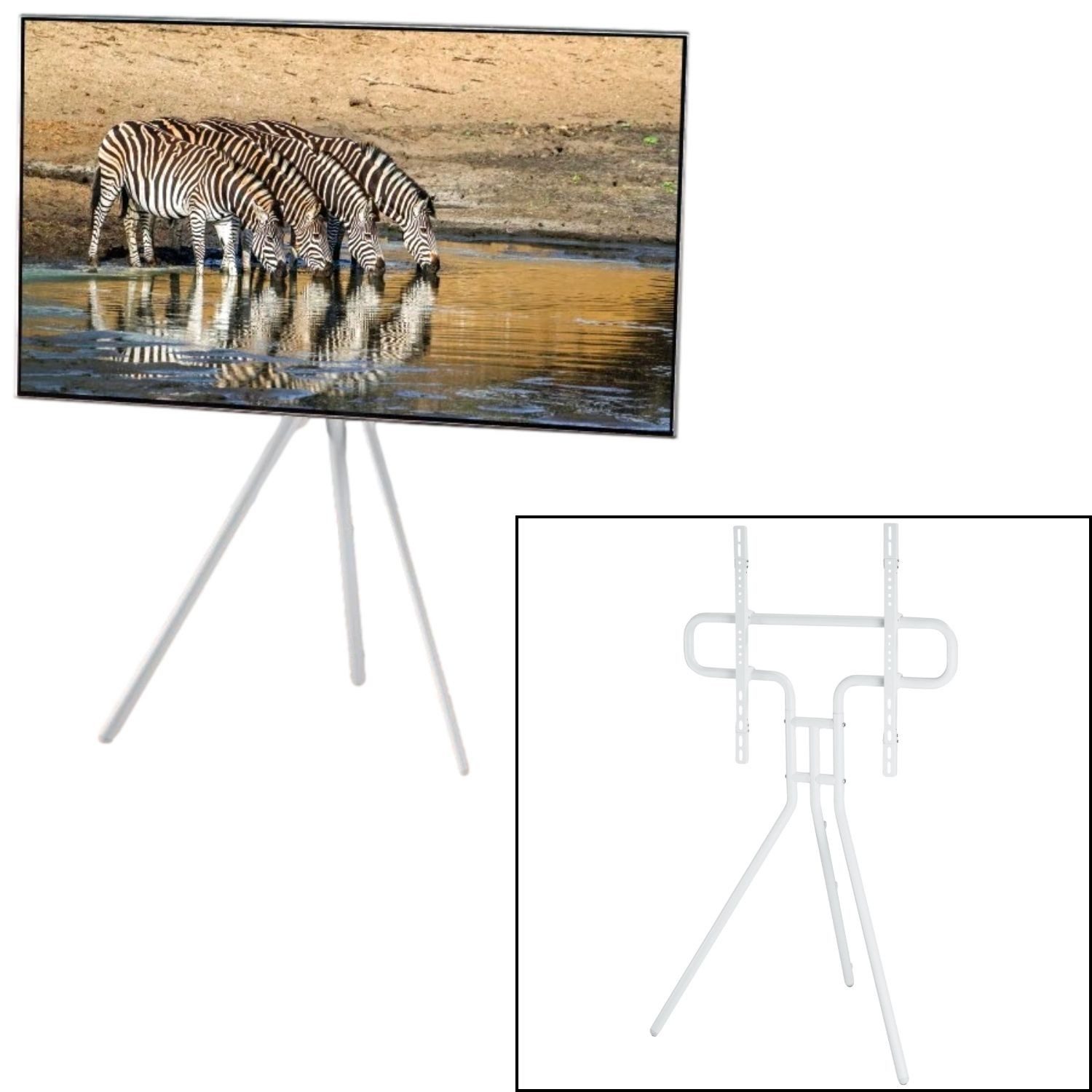 Hama TV-Ständer Design TV Ständer Staffelei 37" bis 75" 40kg Weiß, (bis 75 Zoll, Universal Bodenständer Standfuß Fuß TV Stand LED LCD OLED Fernseher)