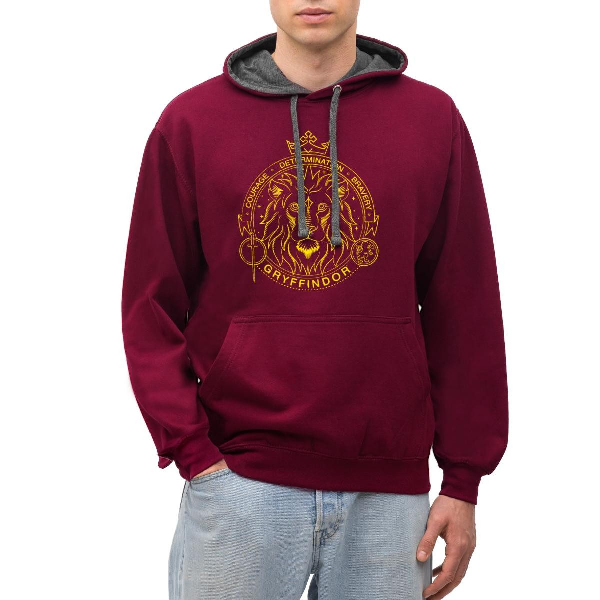 Spreadshirt Hoodie Harry Potter Gryffindor Wappen Löwe Unisex Kontrast Hoodie (1-tlg)