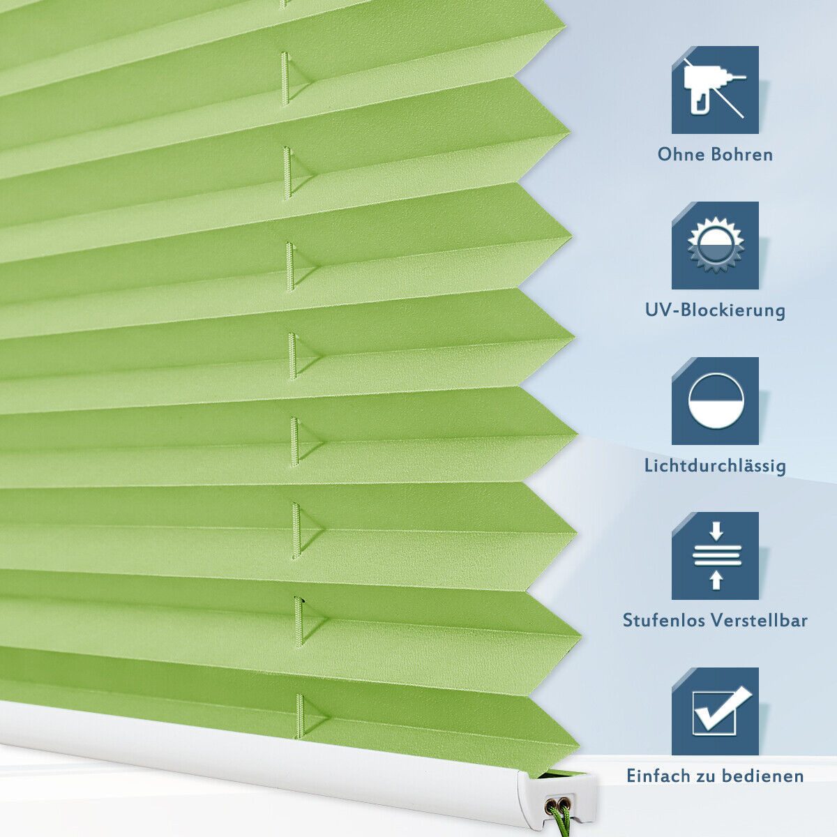 OUBO Plissee ohne Bohren Klemmfix, lichtdurchlässig Rollo, Lichtschutz, Easyfix, Klemmfix, mit Klemmträger, Sichtschutz und Sonnenschutz für Fenster & Tür – Bild 2 von 5