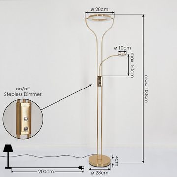 hofstein Deckenfluter »Giralba« dimmbare Stehleuchte aus Metall in Messing, 3000 Kelvin, mit verstellbarem Lesearm, 2070 Lumen