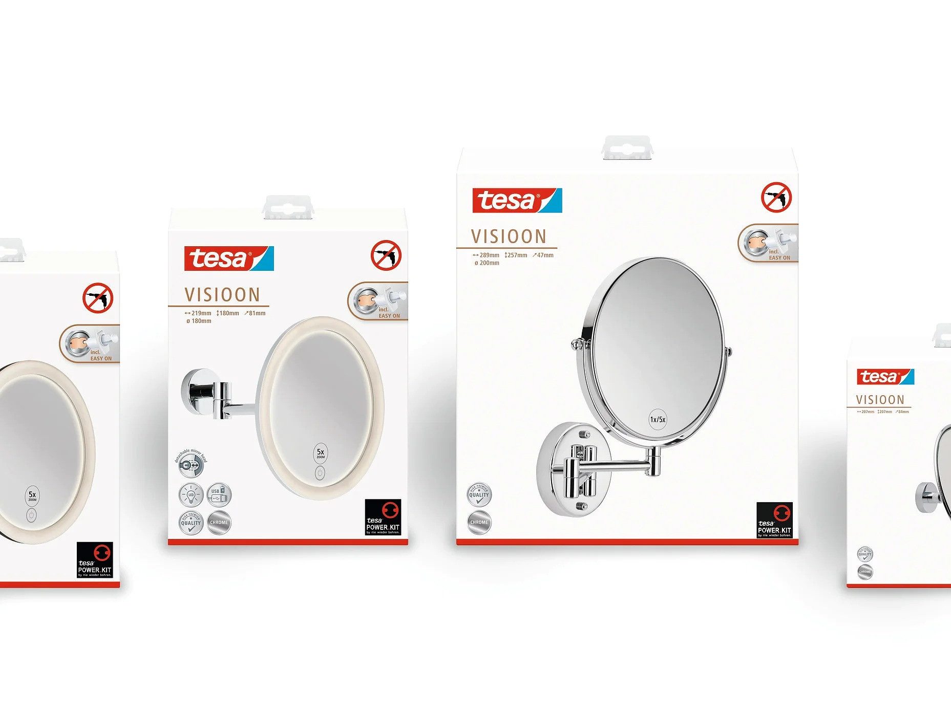 tesa Kosmetikspiegel tesa Kosmetikspiegel beleuchtet VISIOON LED silber