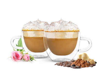 Sendez Thermoglas 4 Doppelwandige Cappuccino Tassen mit Henkel 300ml Kaffeegläser Teegläser Thermogläser Gläser, Glas
