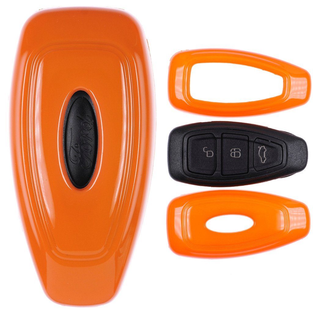 C-Max Autoschlüssel Schutzhülle Fiesta KEYLESS Schlüsseltasche Orange, mt-key SMARTKEY Focus Kuga für Mondeo Hardcover
