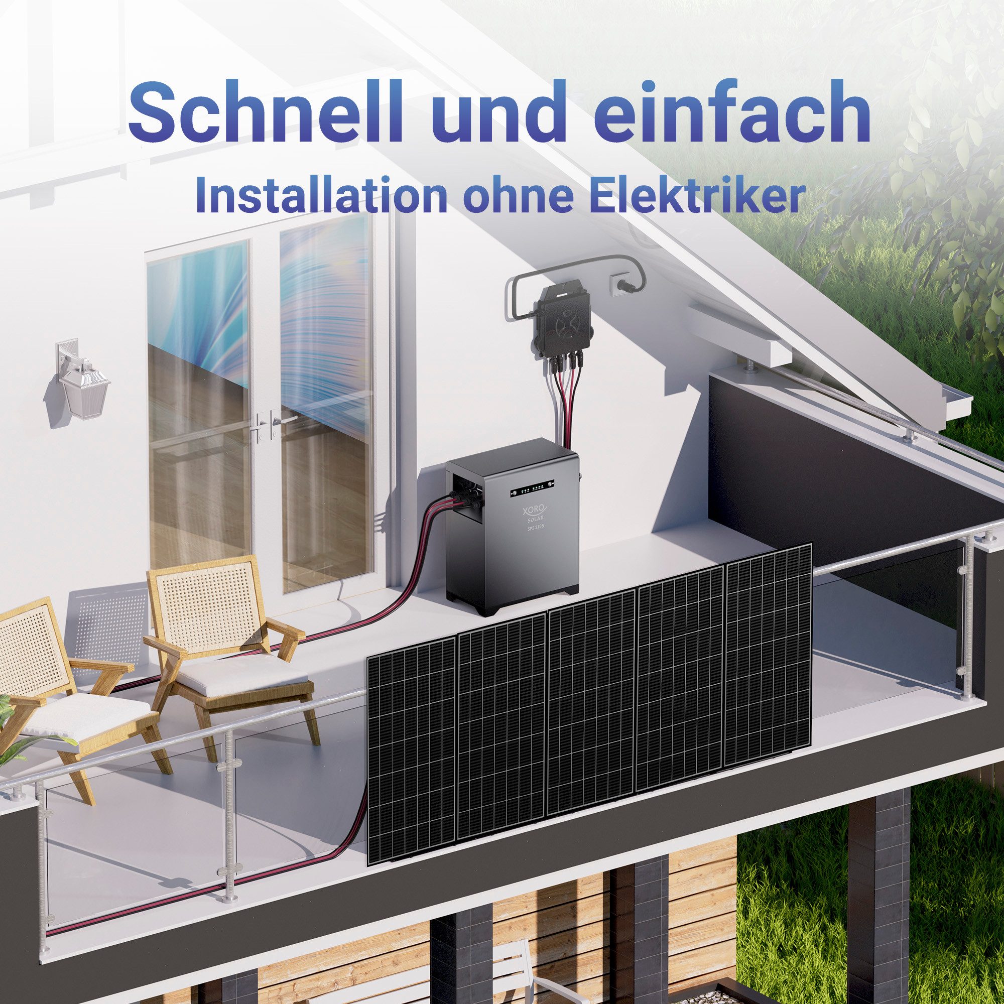 XORO SOLAR 4 kWh Stromspeicher-Set SPS 2155 & SPB 215X inkl. SPP 16A2 Smart Plug Stromspeicher 4032 mAh (48 V, 1 St), Erweiterbar bis 6048 Wh – Bild 5 von 5