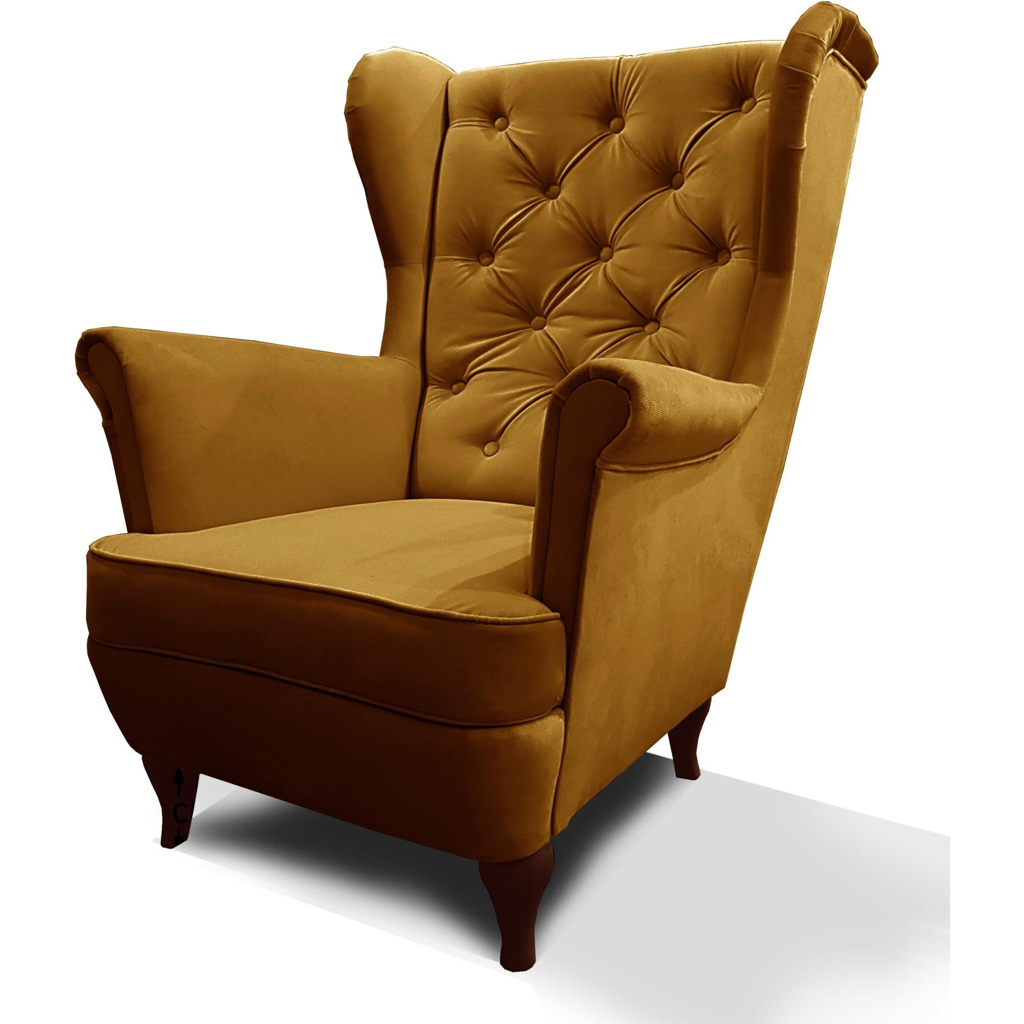 Beautysofa Ohrensessel Sessel FALCO Chesterfield Wohnzimmersessel günstig online kaufen