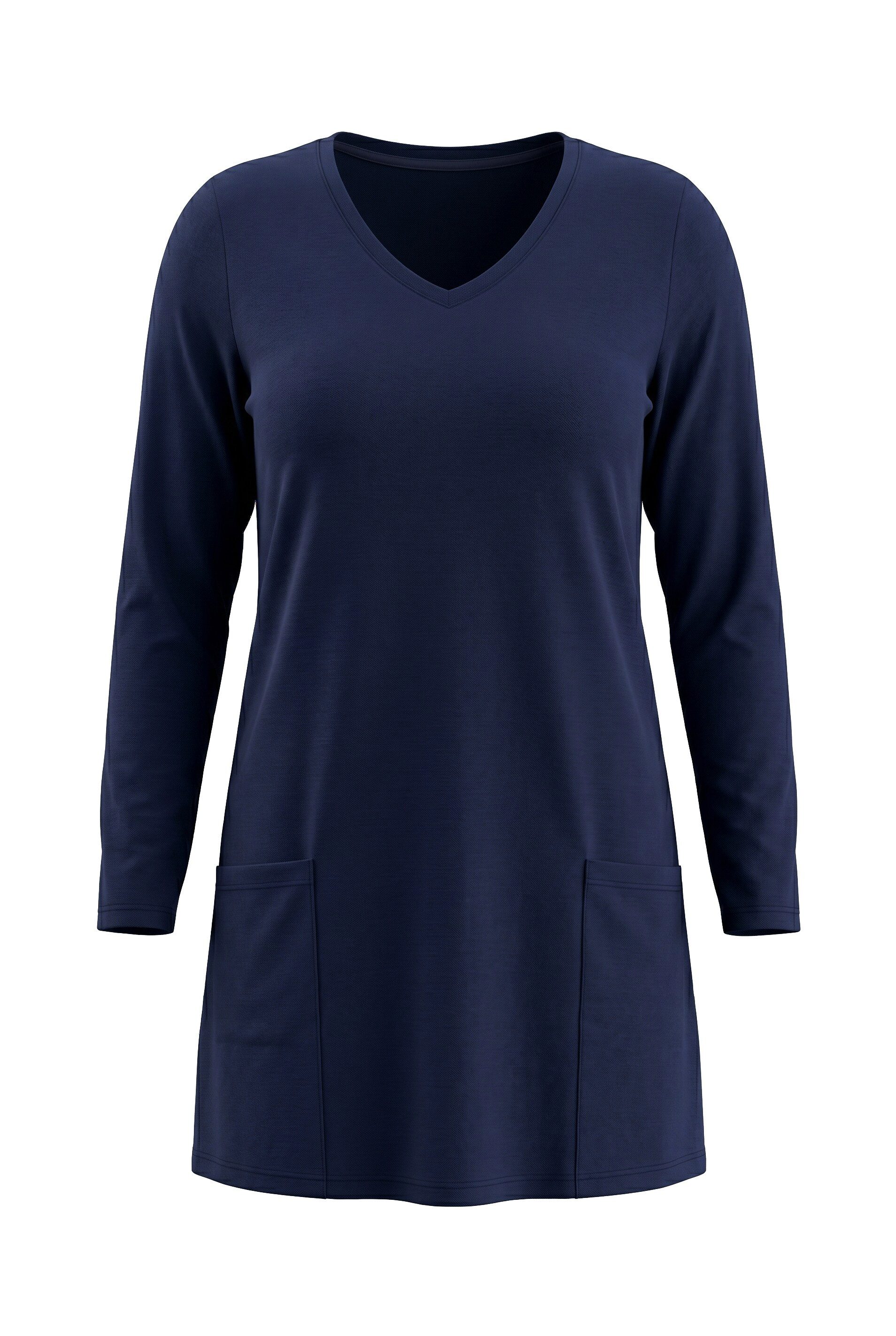 Ulla Popken Longshirt Longshirt Taschen A-Linie V-Ausschnitt Langarm – Bild 2 von 4