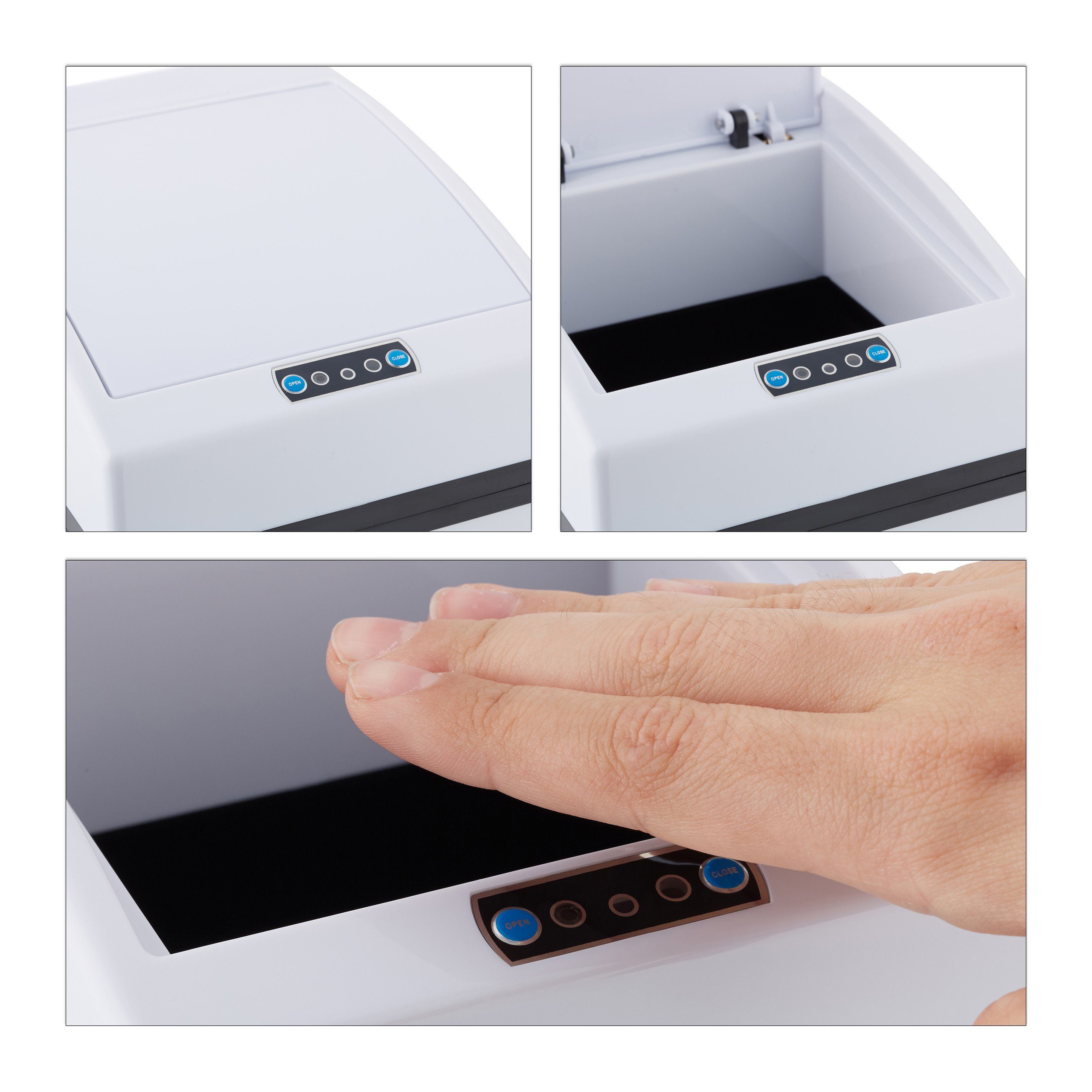 relaxdays Mülleimer Sensor Mülleimer mit Inneneimer, weiß