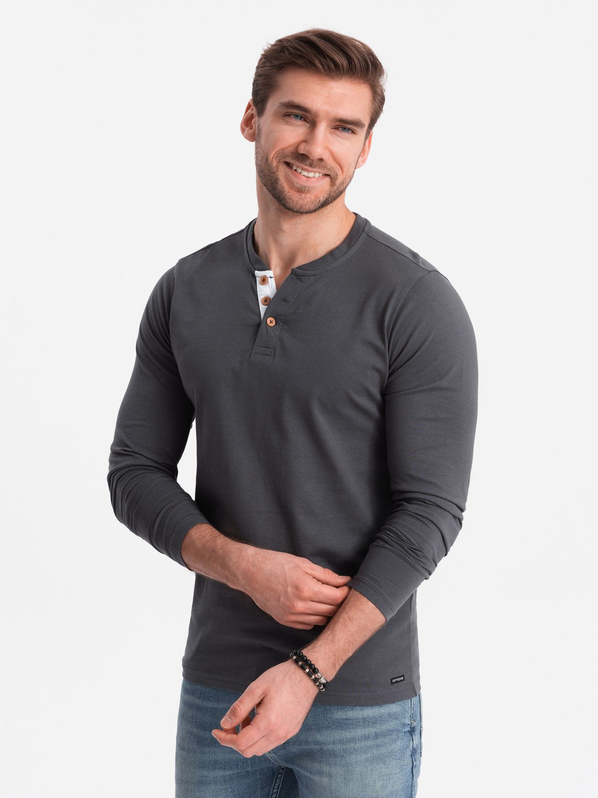 OMBRE Longsleeve Herren Longsleeve mit Knöpfen günstig online kaufen