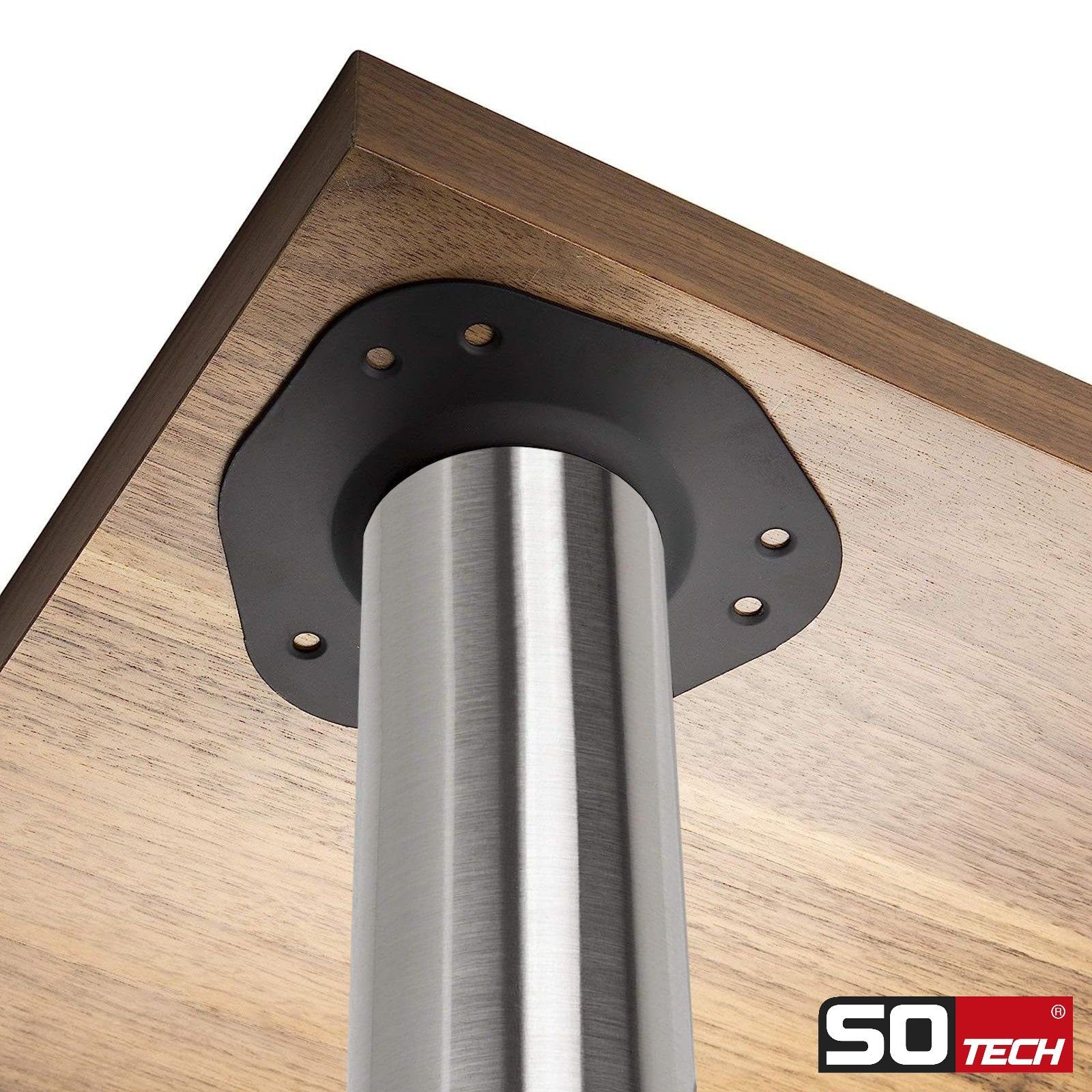 SO-TECH® Tischbein Ø 76 / 80 mm, belastbar bis 75 kg pro Stück, H: 82cm, echt Edelstahl, höhenverstellbar bis 32mm, 1x