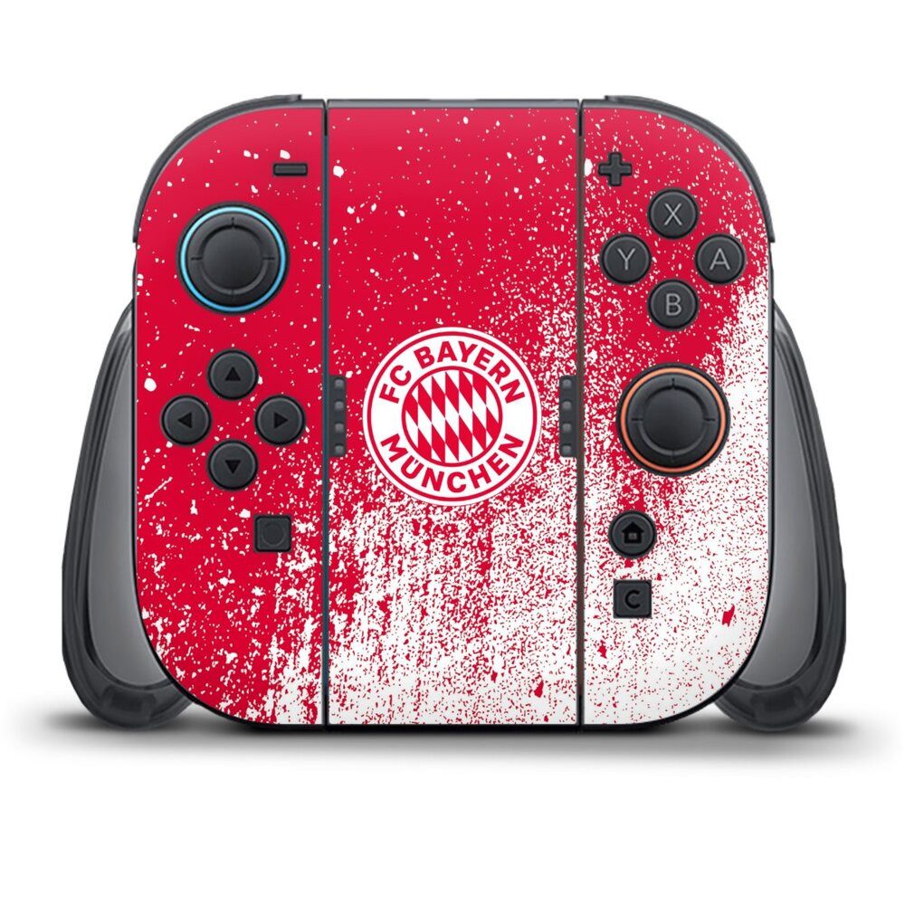 DeinDesign Konsolen-Cover FC Bayern München Offizielles Lizenzprodukt FCB Splatter Rot - FCB, Nintendo Switch 2 Controller Skin Aufkleber Sticker Folie