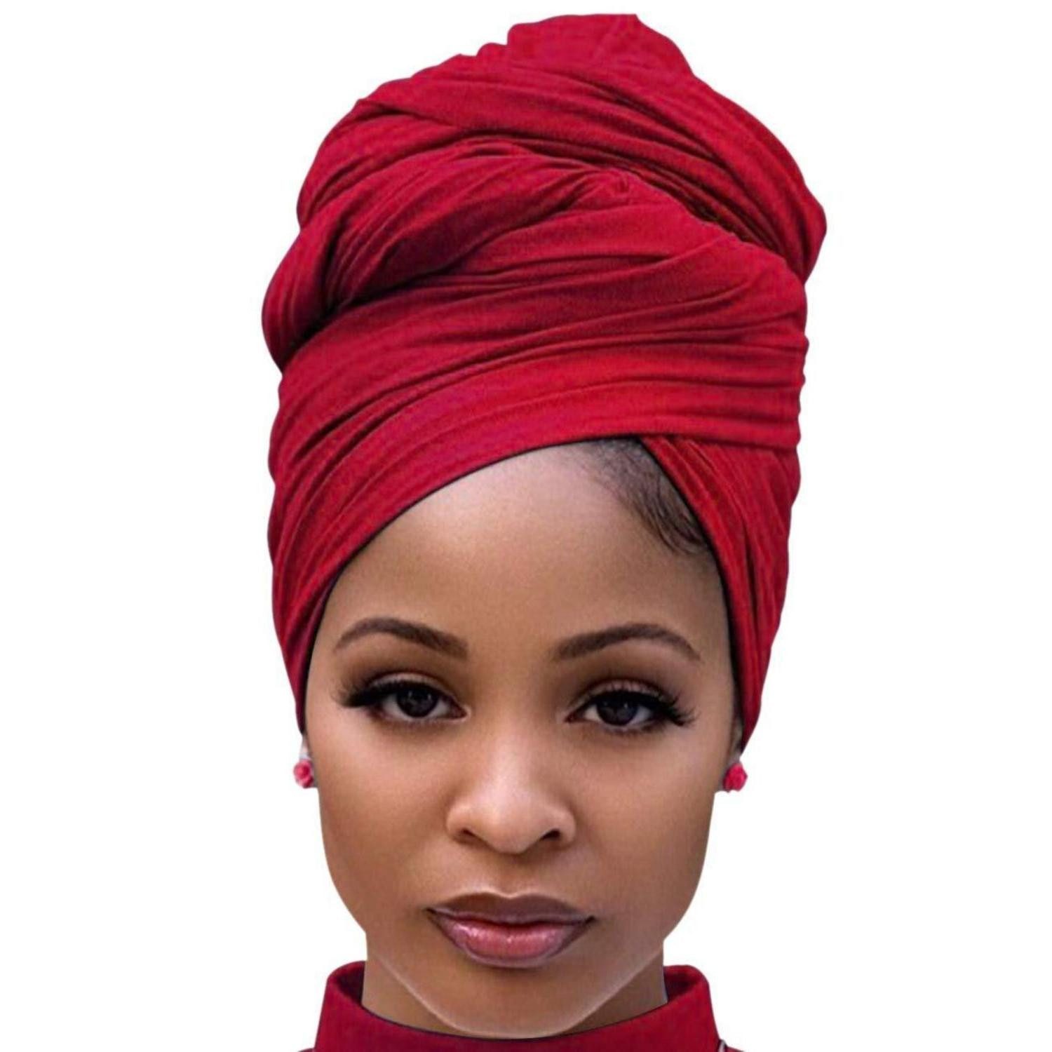 LuxusKollektion Turban Kopfwickel Turban lang weich burgund, (1-St)