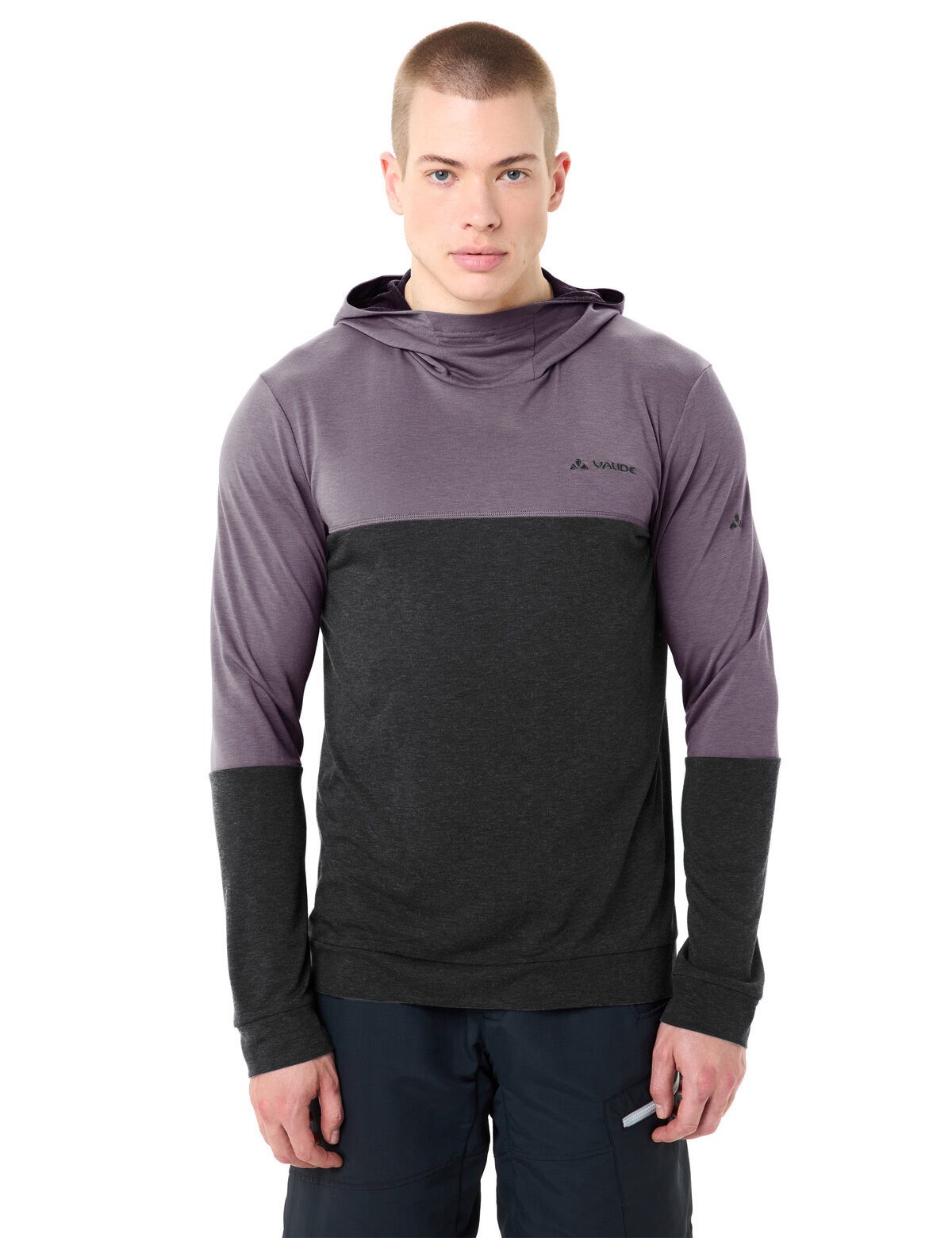 VAUDE Rundhalspullover Men's Qimsa Hoody (1-tlg) Herren Langarmshirt mit Kapuze fürs Mountainbike – Bild 2 von 5