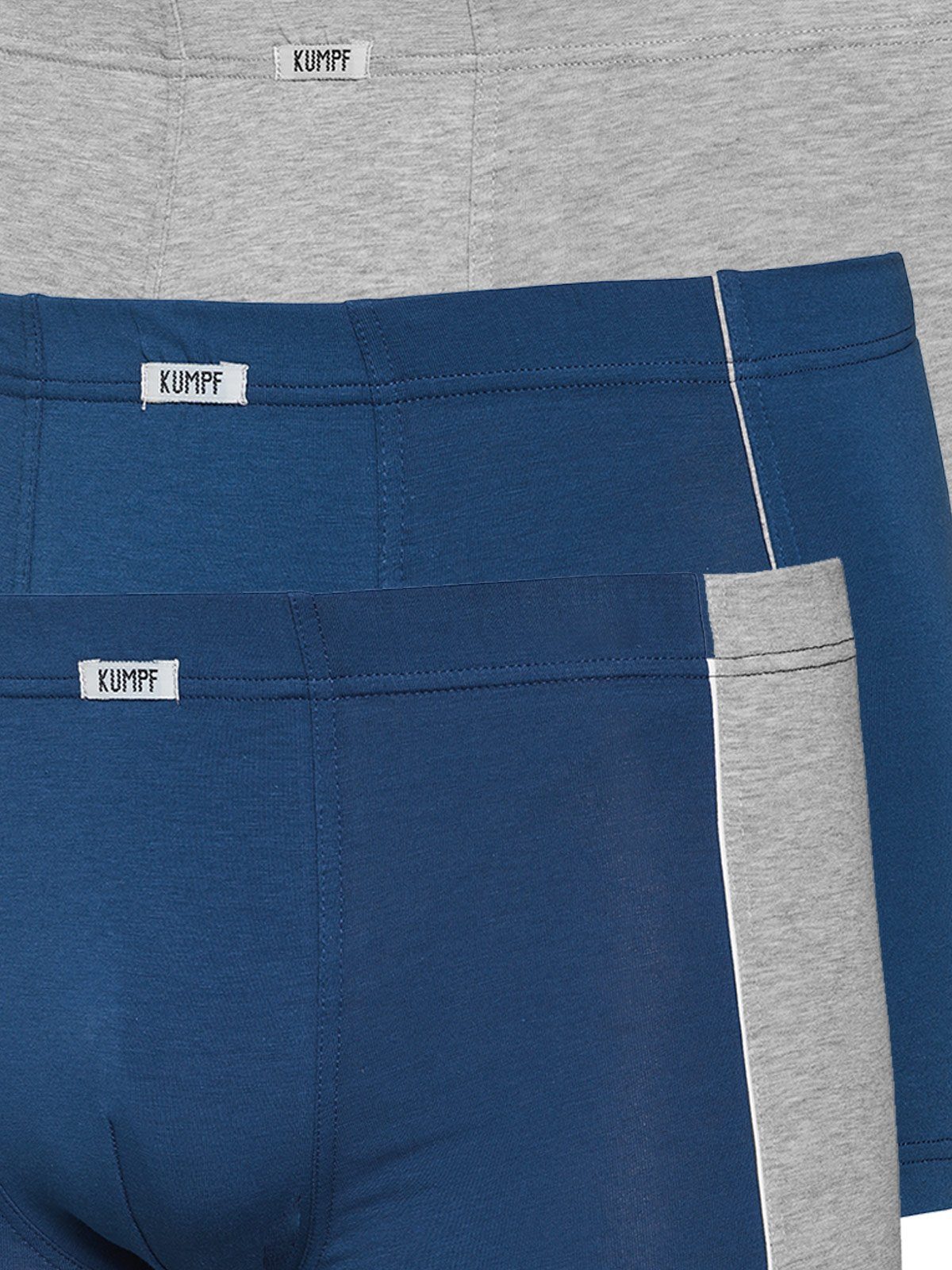 Markenqualität Cotton darkblue-stahlgrau-melange Pants Bio KUMPF Pack Retro Pants Herren 3-St) 3er hohe (Packung,