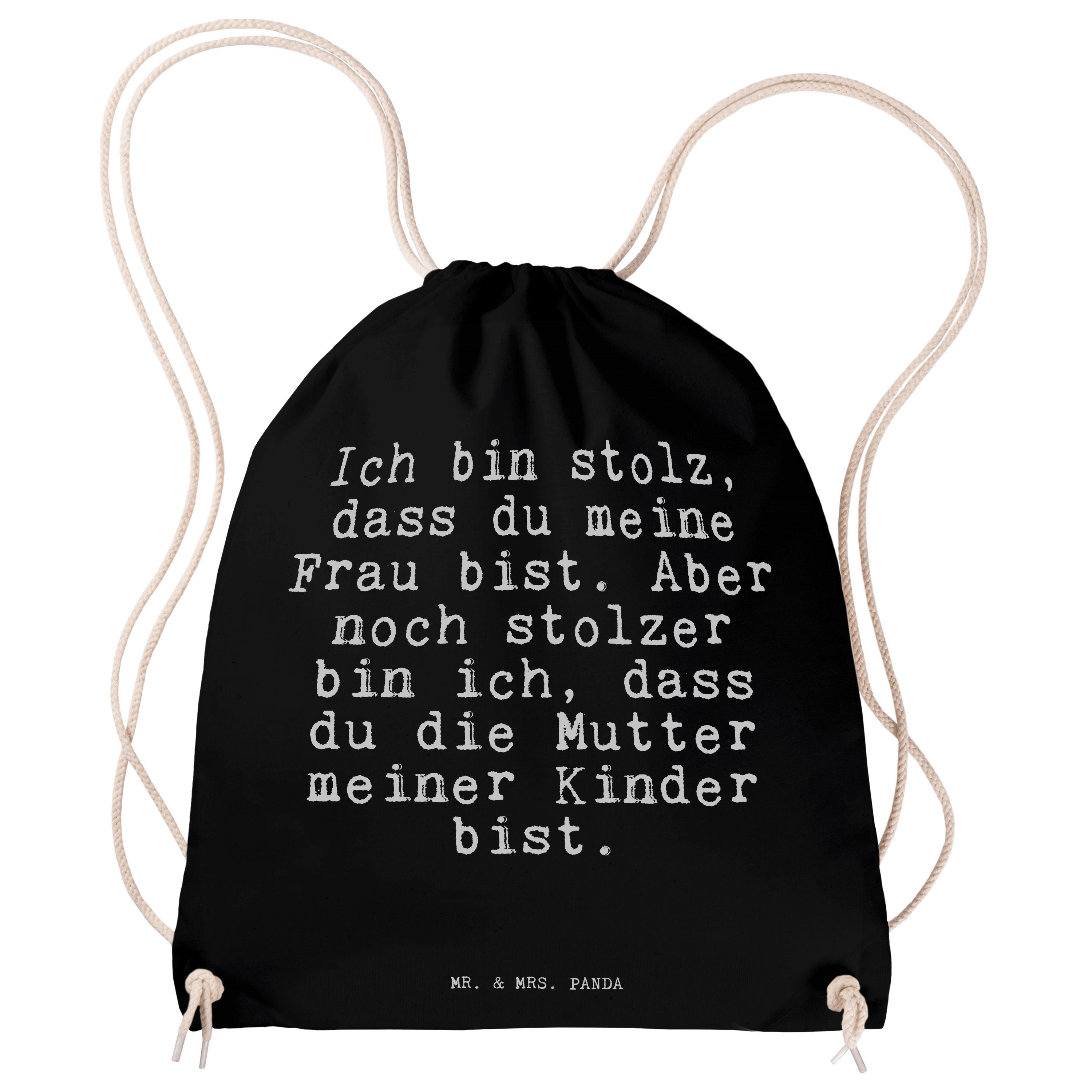 Mr. & Mrs. Panda Sporttasche Ich bin stolz, dass... - Schwarz - Geschenk, Stoffbeutel, Weisheiten, (1-tlg) | Canvas-Taschen