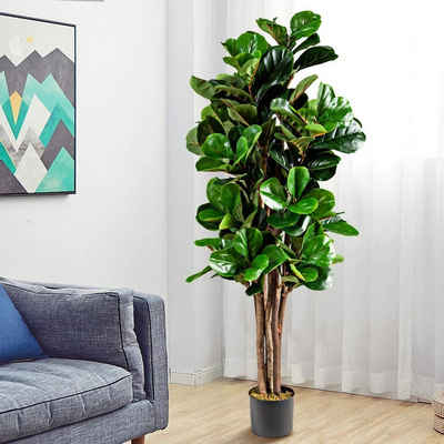 Kunstpflanze »Künstlicher Feigenbaum Kunstbaum Deko Pflanze Zimmerpflanze«, COSTWAY, 1,5m, mit Blumentopf