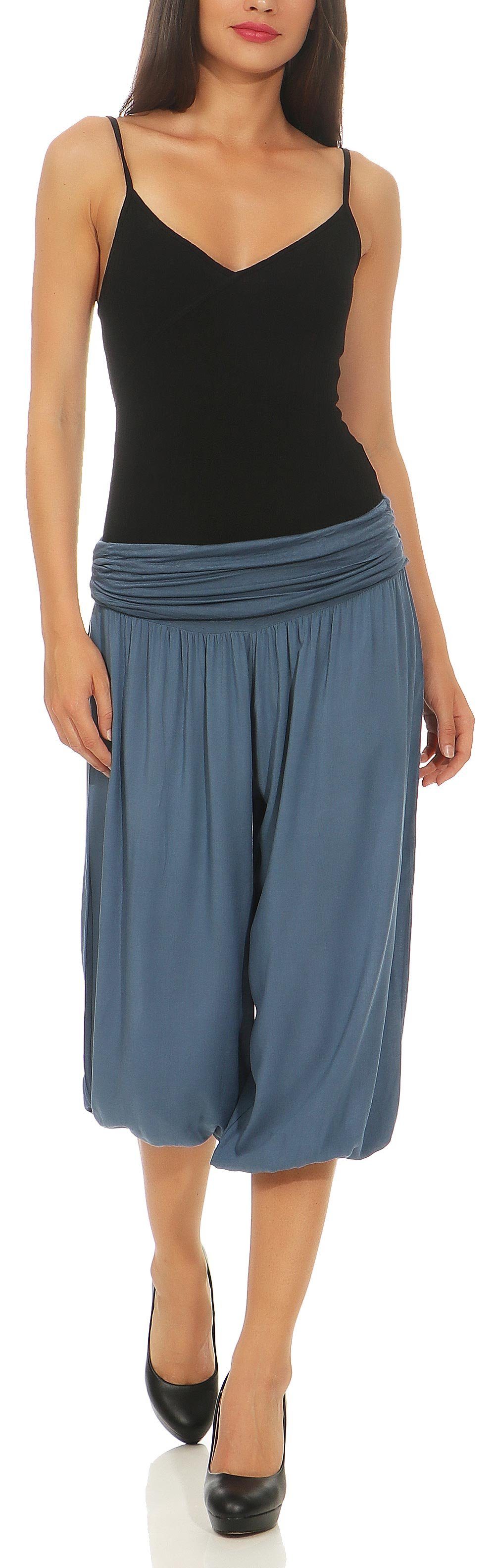 malito more than fashion Haremshose malito Damen Pumphose kurz in Uni Farben, Haremshose zum Tanzen, Damen Haremshose