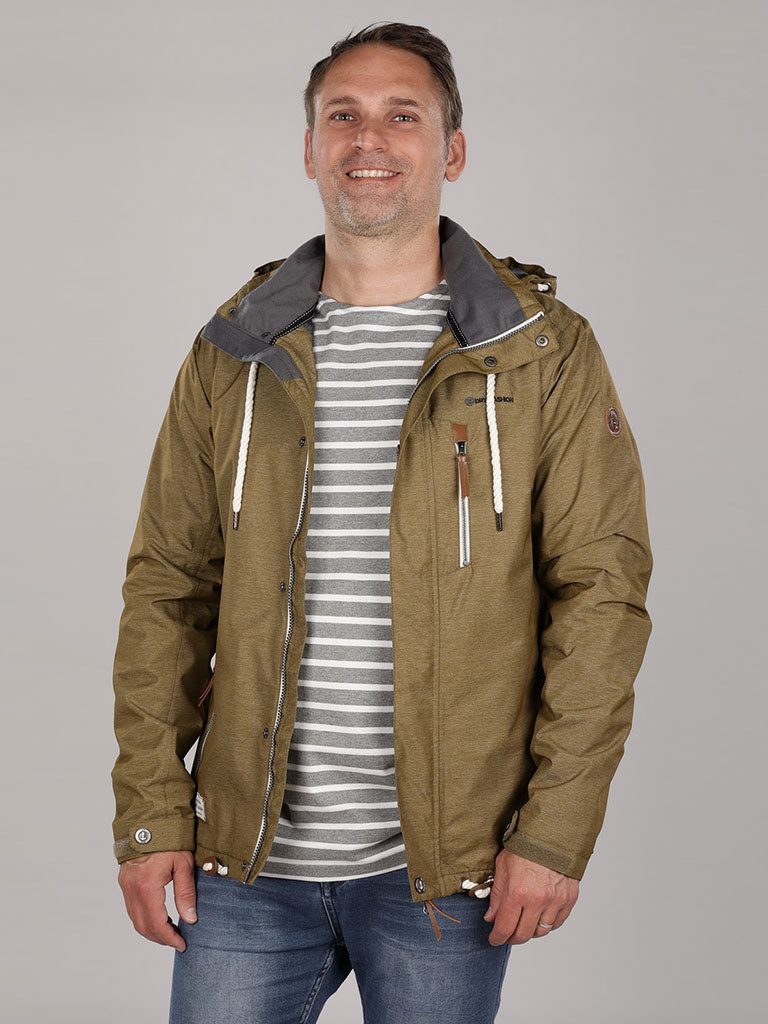 Dry Fashion Funktionsjacke Herren Jacke Husum Meliert - Verstellbare Kapuze Wasserdicht Winddicht