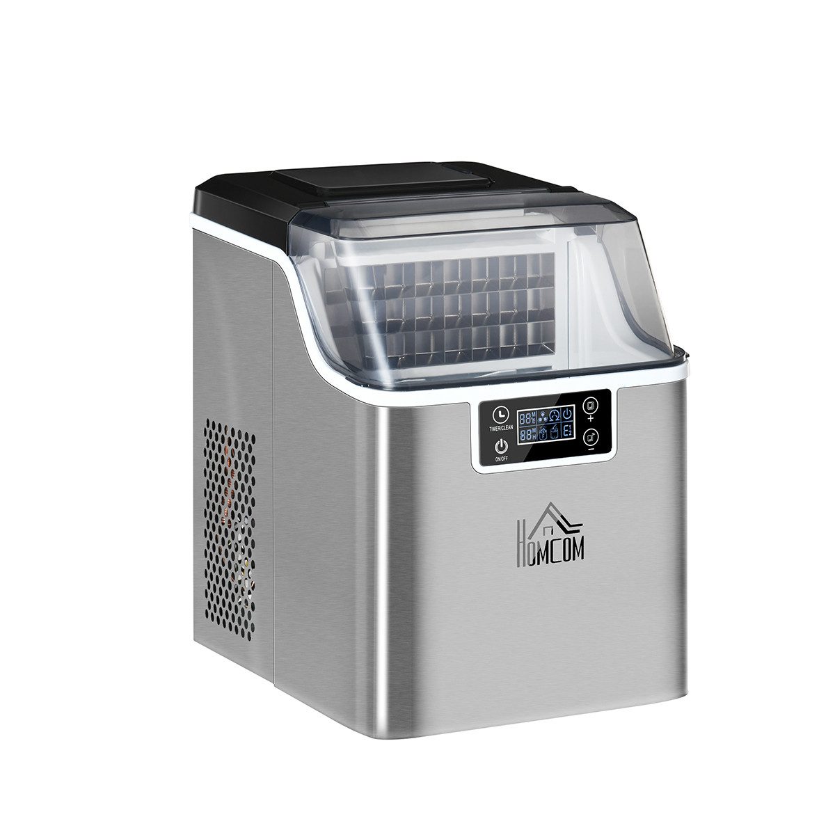 autolock Eiswürfelmaschine Eiswürfelmaschine mit 3,2 L Wassetank Eiswürfelbereiter, Ice Maker 20 kg/24h 2,3 L, 25,2 x 36 x 37,1 cm, Silber