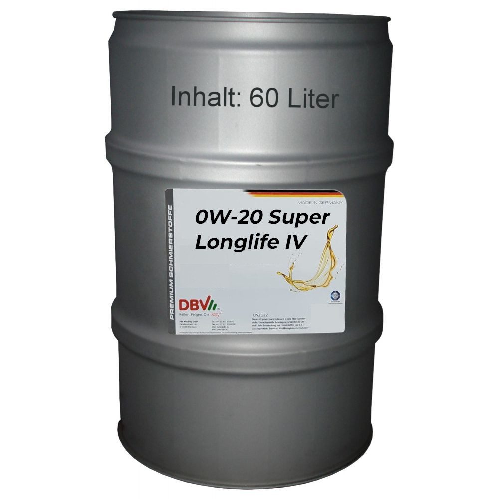 DBV Motoröl DBV 0W-20 Super Longlife IV 508.00/509.00 60-Liter-Fass