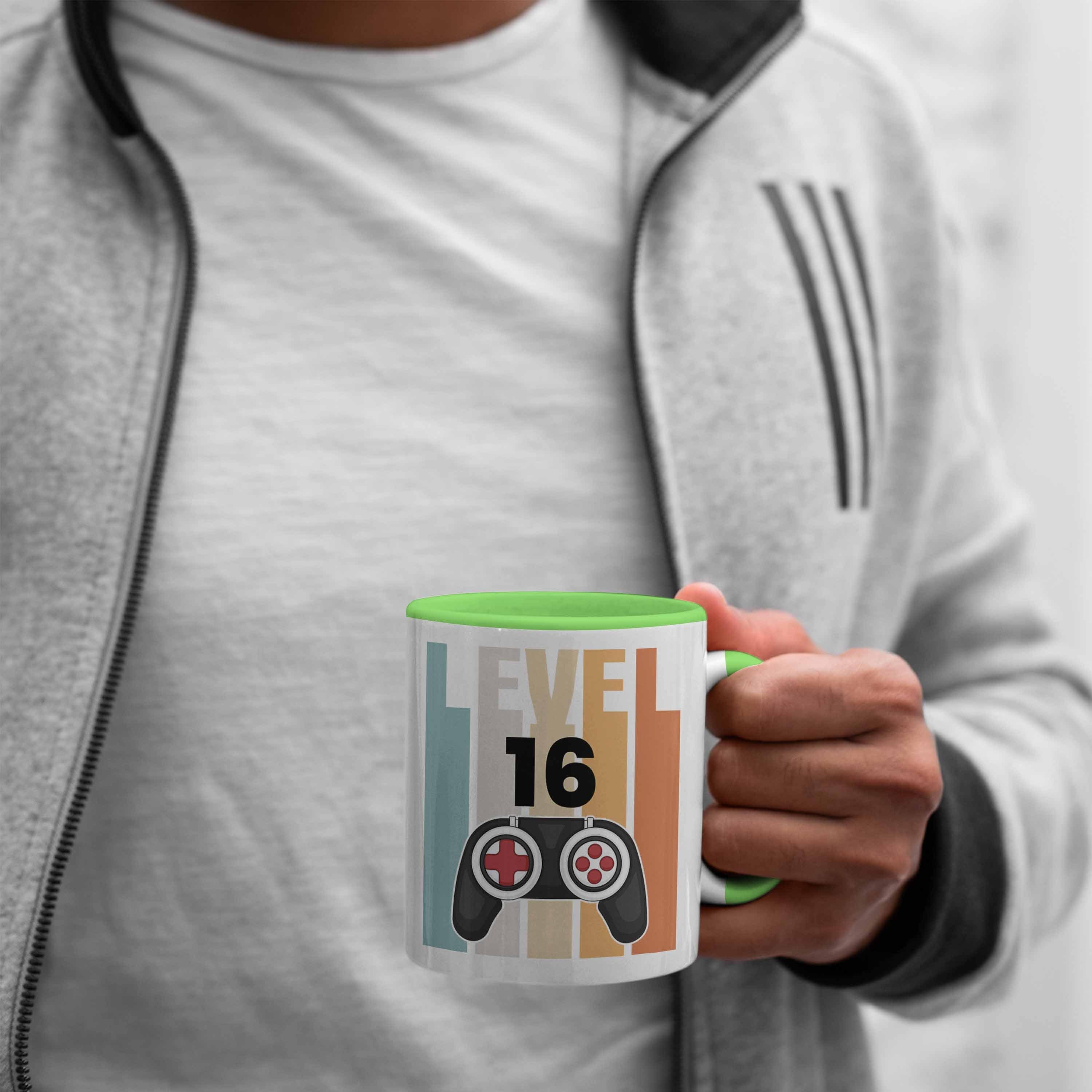 Trendation Tasse Trendation - 16. Jungs zum Jungen Geschenkidee Grün Tasse Gamer Geburtstag