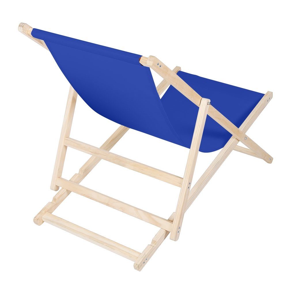 Melko Gartenliege Klappbarer Liegestuhl aus Holz mit Stoffbezug, Rückenlehne verstellbar, Liegestuhl, 1 St., Set bestehend aus 1 klappbaren Liegestuhl mit Stoffbezug, Klappbarer Strandstuhl aus Holz dreistufig verstellbarer Rückenlehne