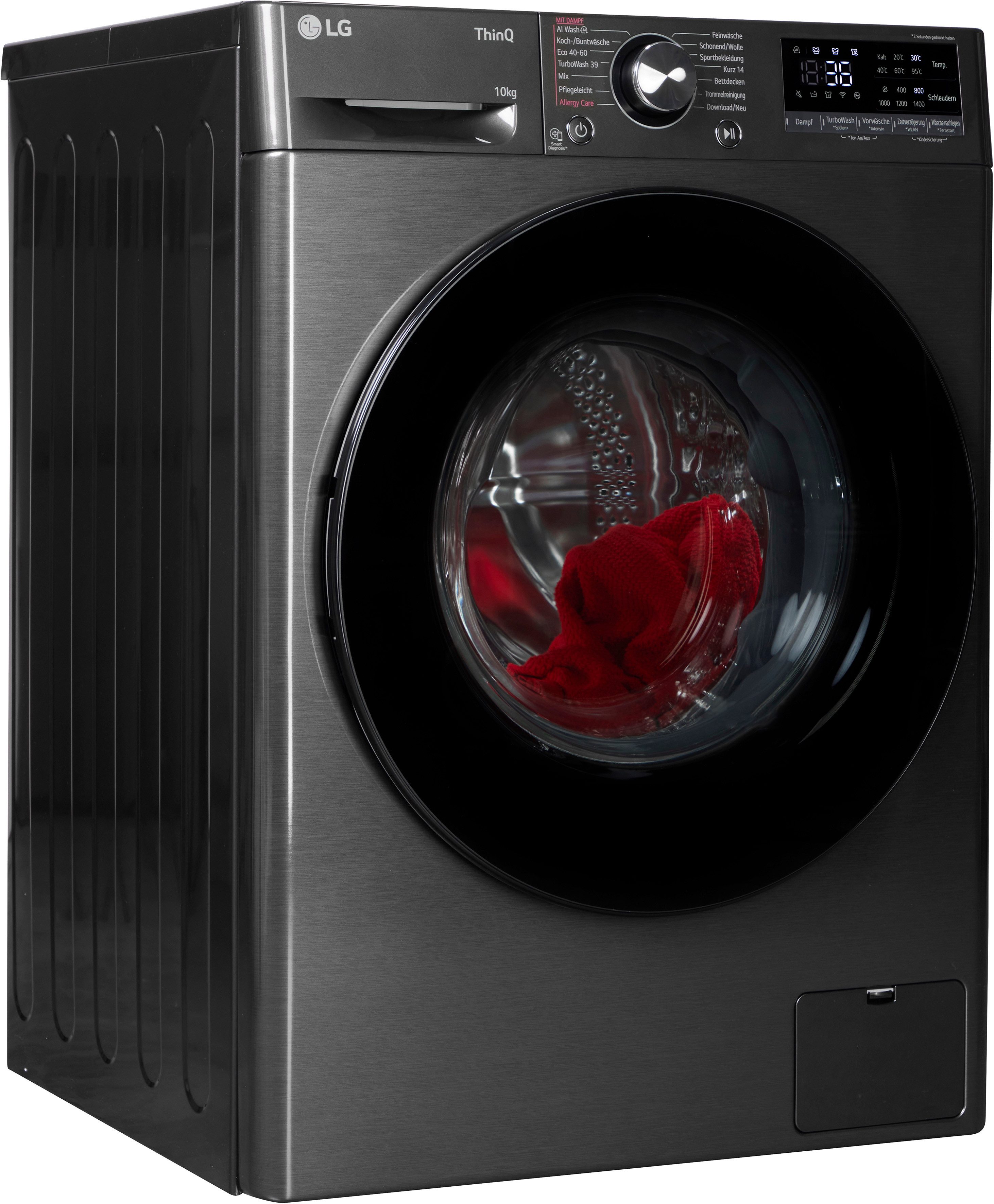 LG Waschmaschine F4WR700YB, 10 kg, 1400 U/min, AI Wash, ThinQ App inkl. Programm-Download