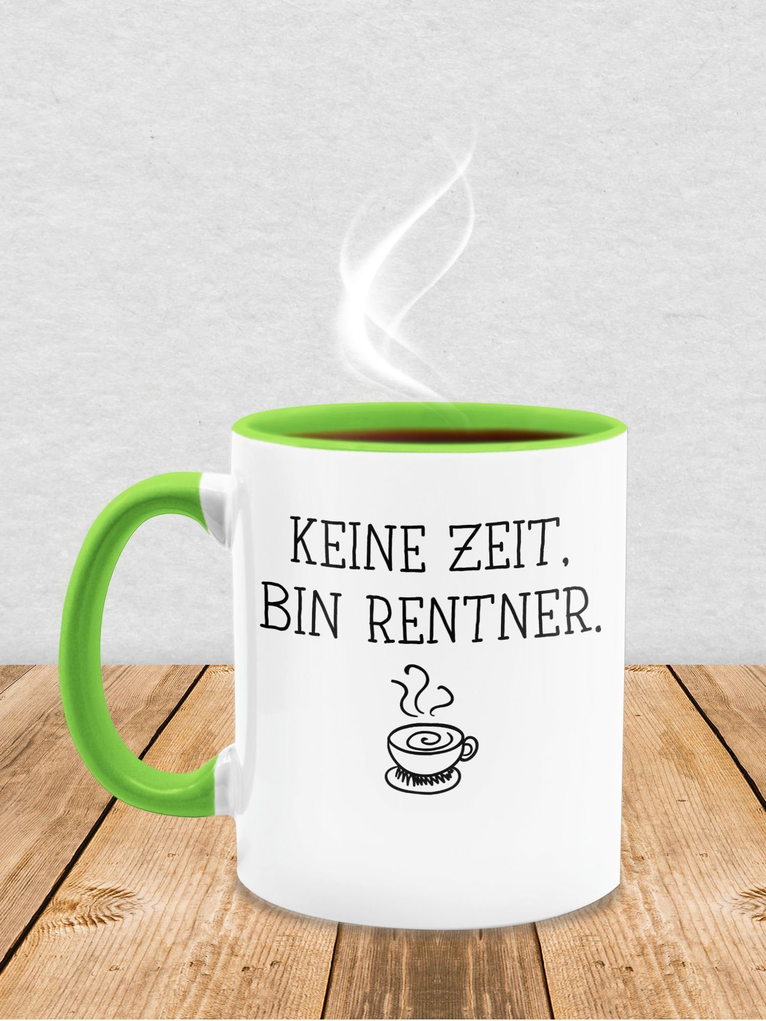 Zeit Keine Kaffeetasse Hellgrün Rente Tasse Geschenk Shirtracer bin Rentner, Keramik, 2