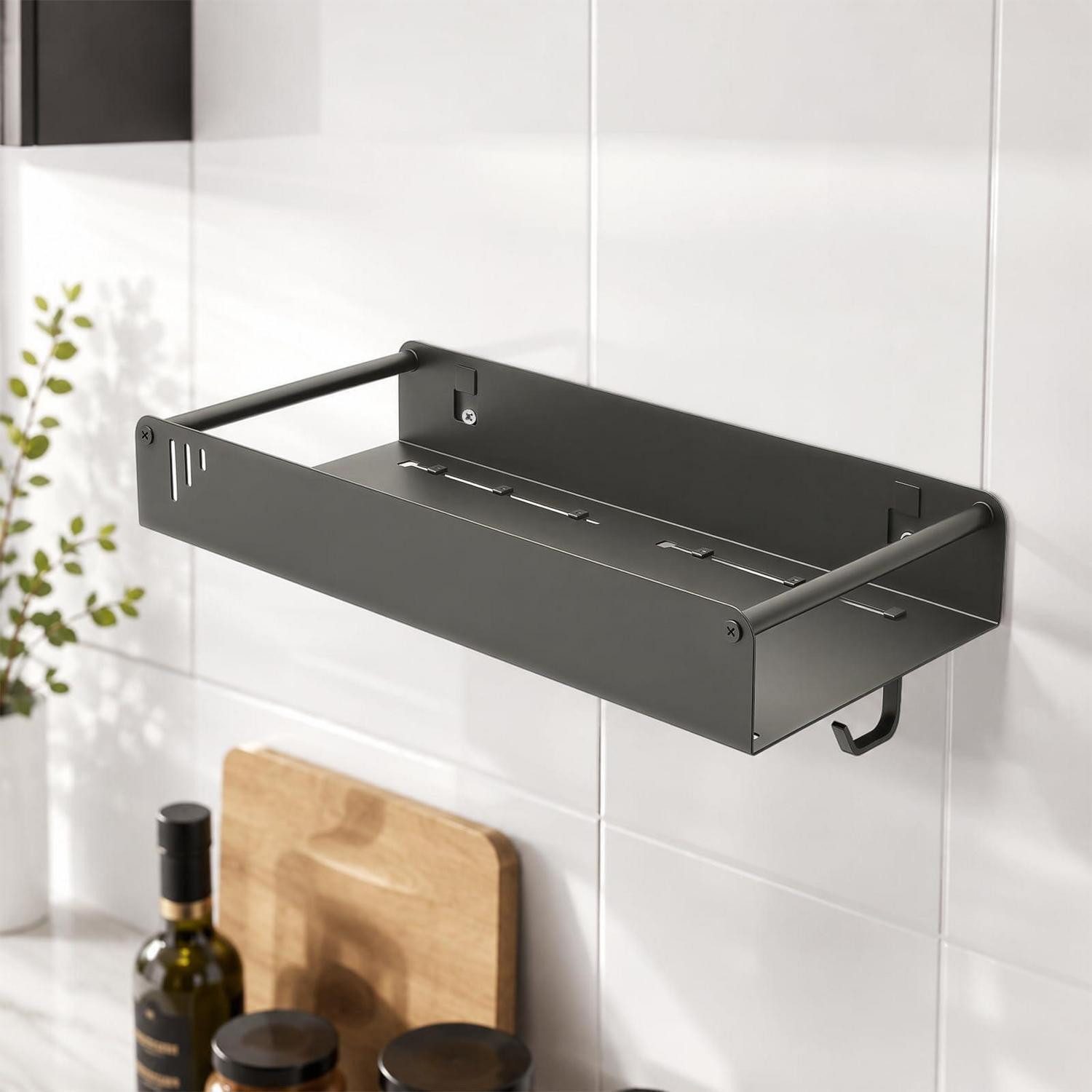 LuxusKollektion Gewürzregal Küchenregal Wand Hängend 30cm Grau, 1-tlg.