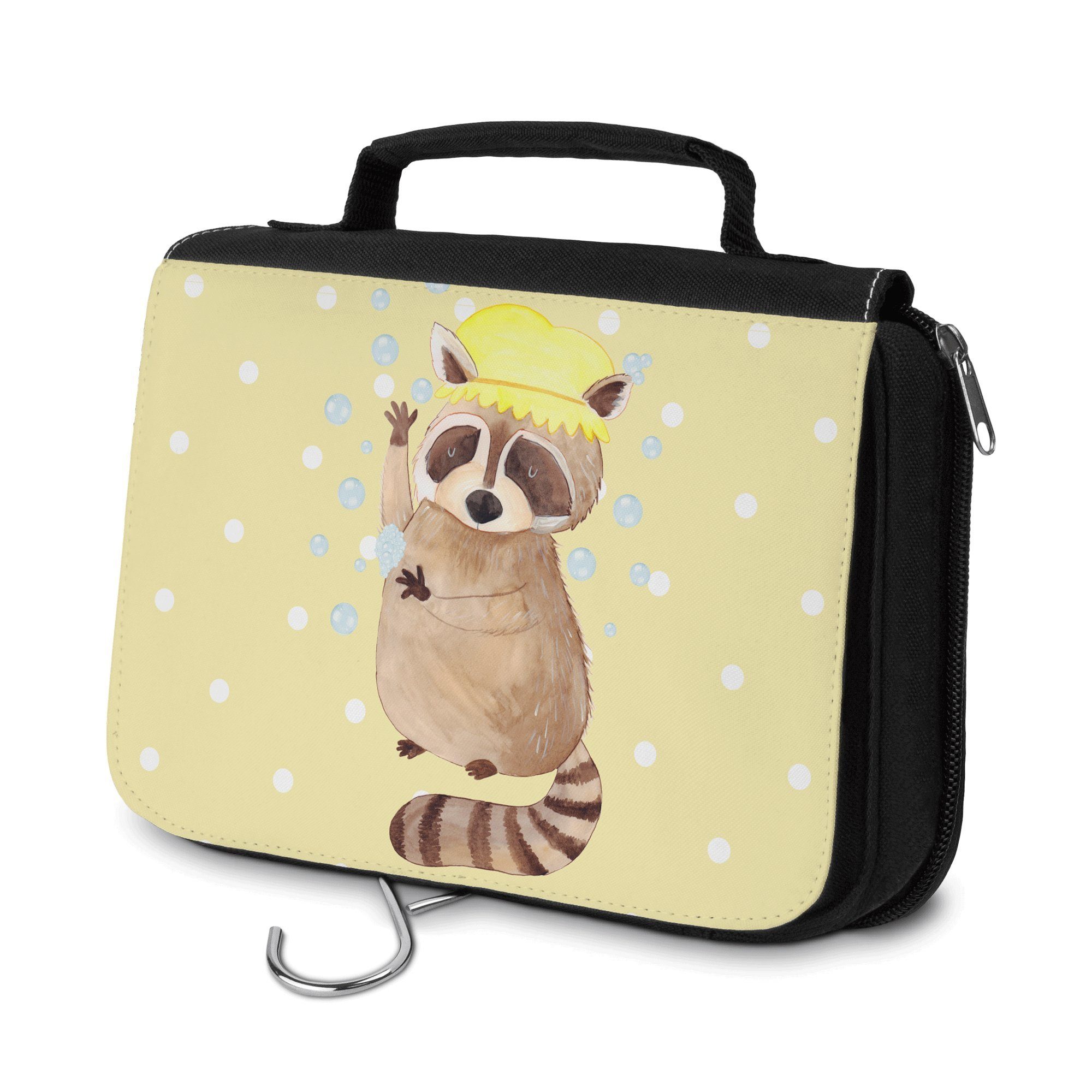 (1-tlg) Gelb Kulturbeutel Geschenk, Mr. Pastell - Mrs. & Kulturtasche, Waschbär - Panda Aufbewahrungstasche