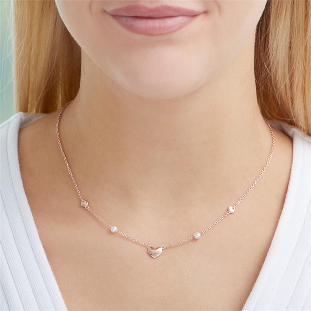 Unique Kettenanhänger Kette Herzen Perl...