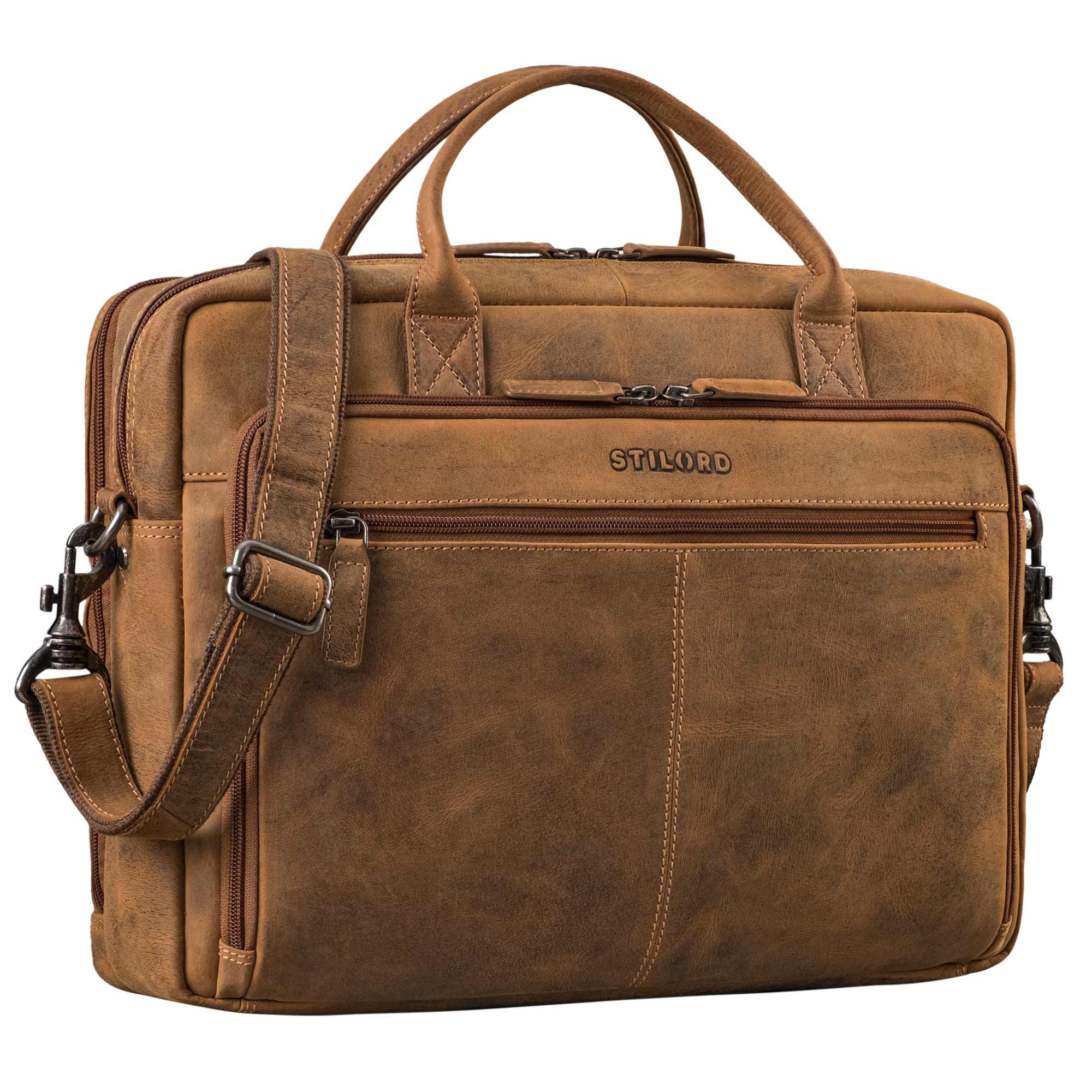 STILORD Laptoptasche "Zenon" Leder Aktentasche mit Laptopfach 15.6 - 16 Zoll Herren & Damen