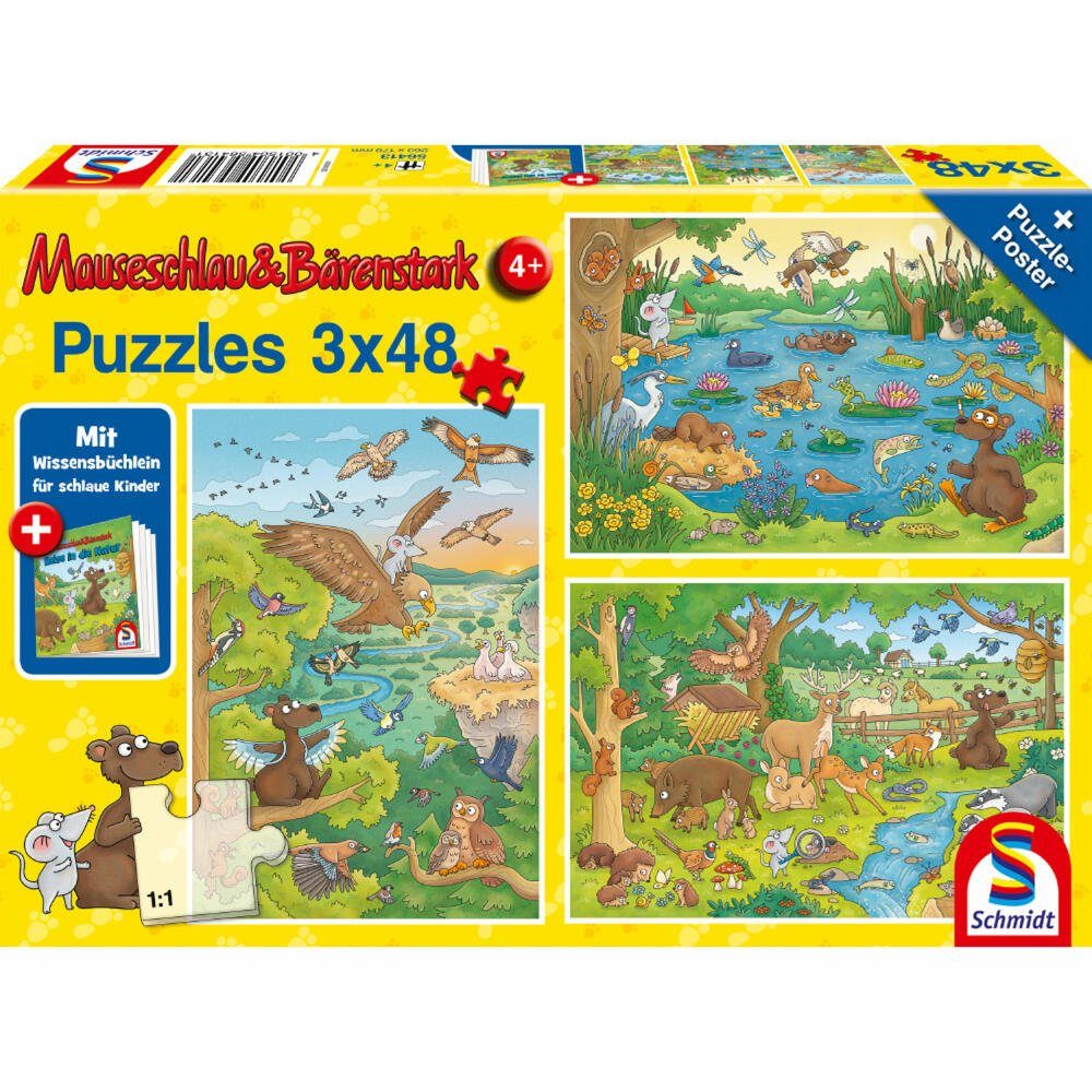 Schmidt Spiele Puzzle Mauseschlau & Bärenstark Reise in die Natur, Puzzleteile