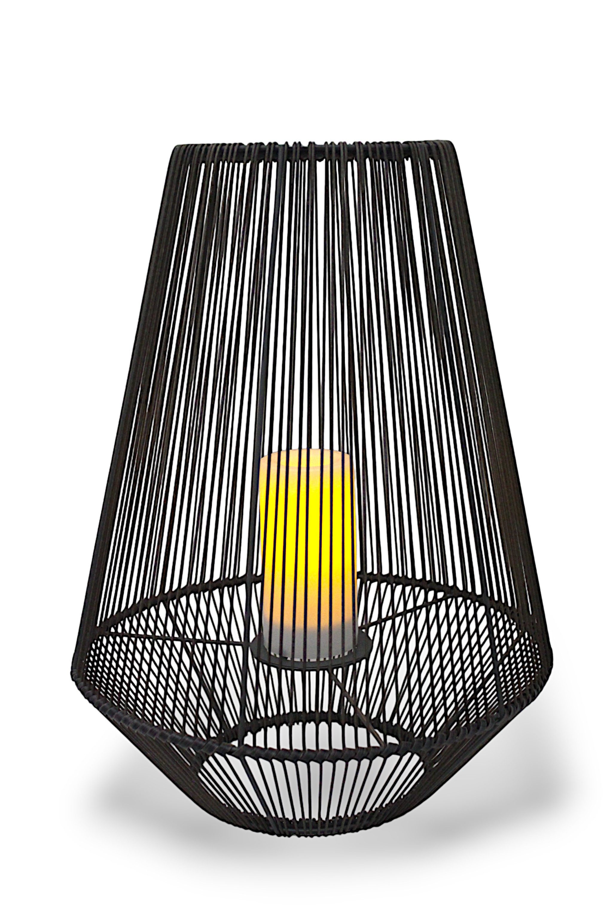 Arnusa LED Solarleuchte Laterne mit Solarkerze LED Stehlampe Dekoleuchte Rattan Optik, Kerzeneffekt, LED fest integriert, warmweiß, Indoor und Outdoor modernes Design