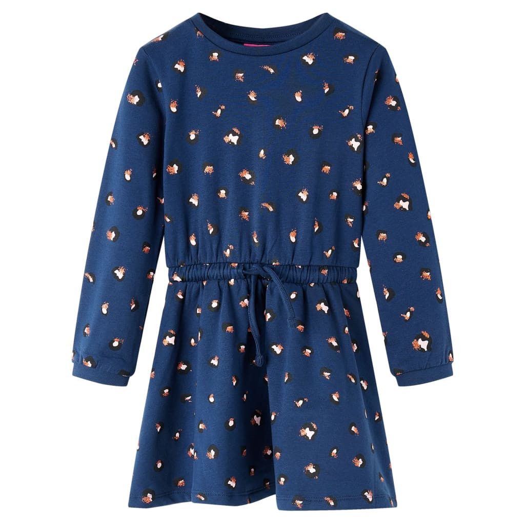 Druckkleid Kinderkleid mit Langen Ärmeln Marineblau 116