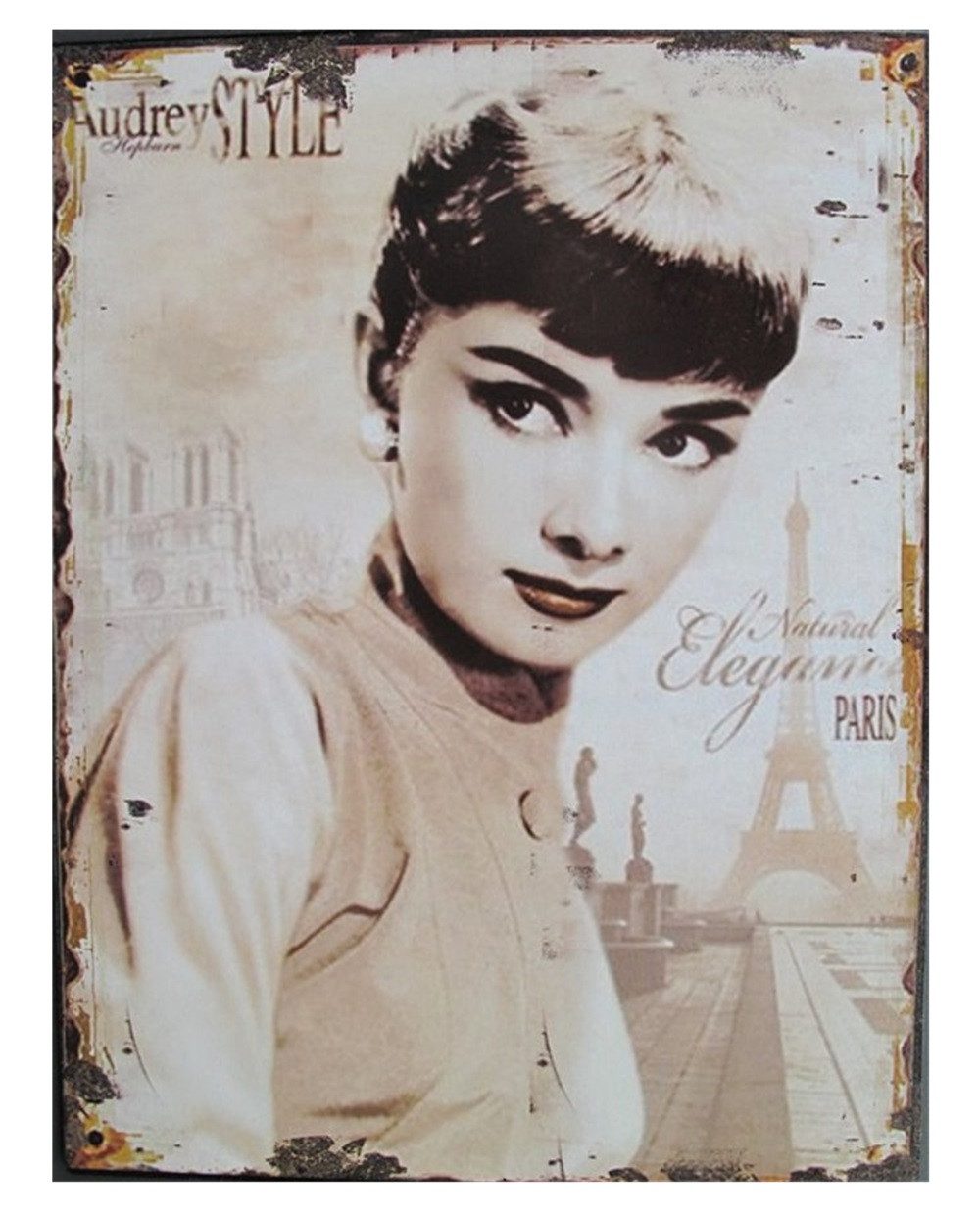 Metallschild Blechschild Reklameschild Audrey Style Wandschild