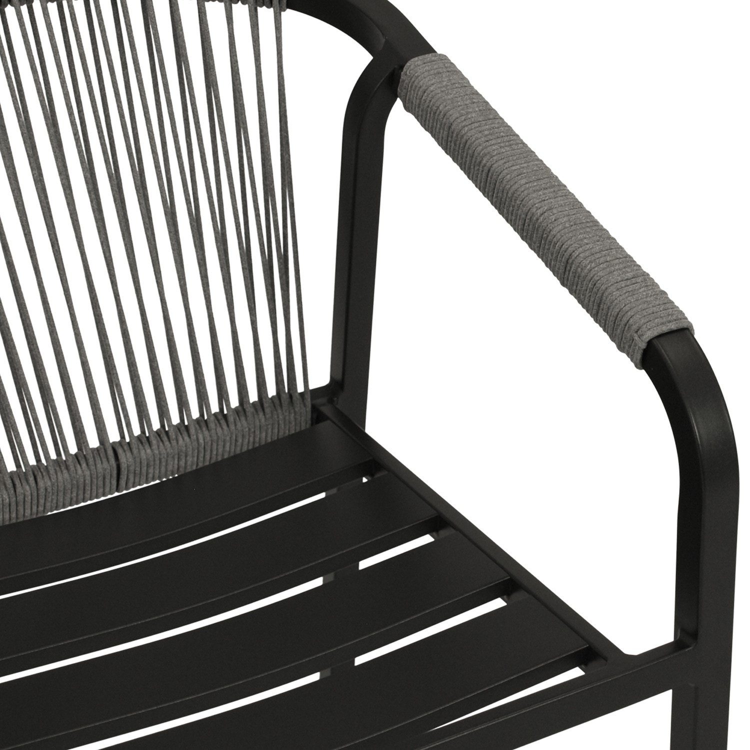 DEGAMO Garten-Essgruppe REIMS, (9-tlg., 8x Stapelsessel, 1x Ausziehtisch), Alu anthrazit, Stapelsessel Rope, Ausziehtisch Keramikoptik