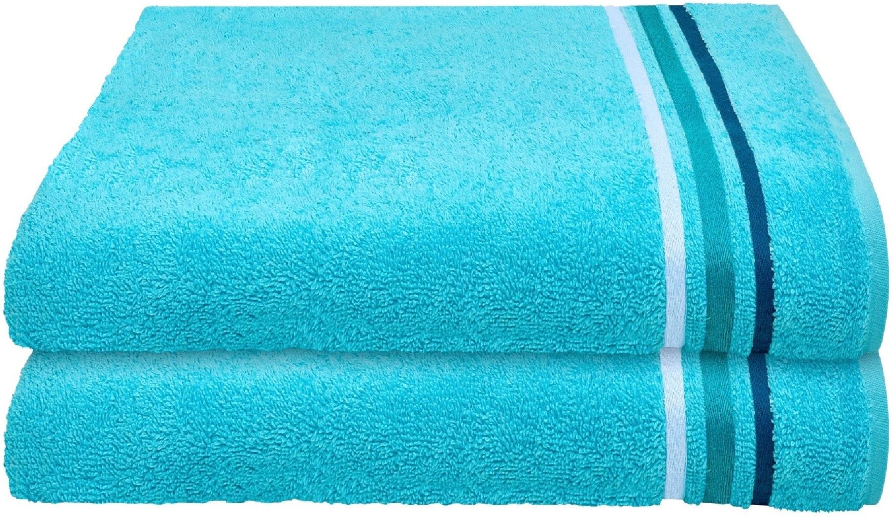 Schiesser Duschtücher Skyline Color aus 100 % Baumwolle mit eleganter Streifenbordüre, Frottier (Set, 2-St), OEKO-TEX® MADE IN GREEN