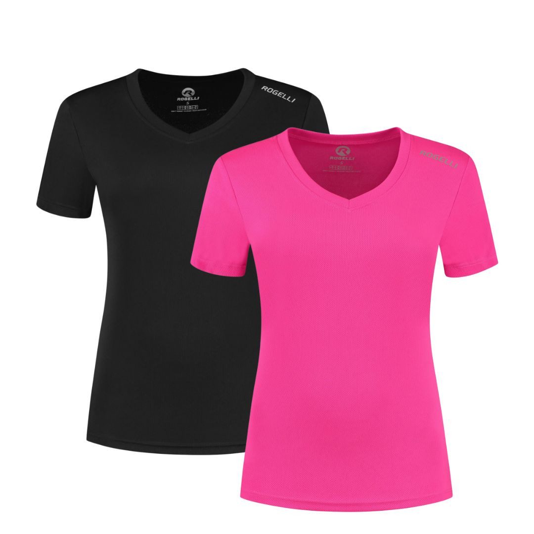 Rogelli Funktionsshirt Laufshirt Damen Atmungsaktives Kurzarmshirt 2er-Pack