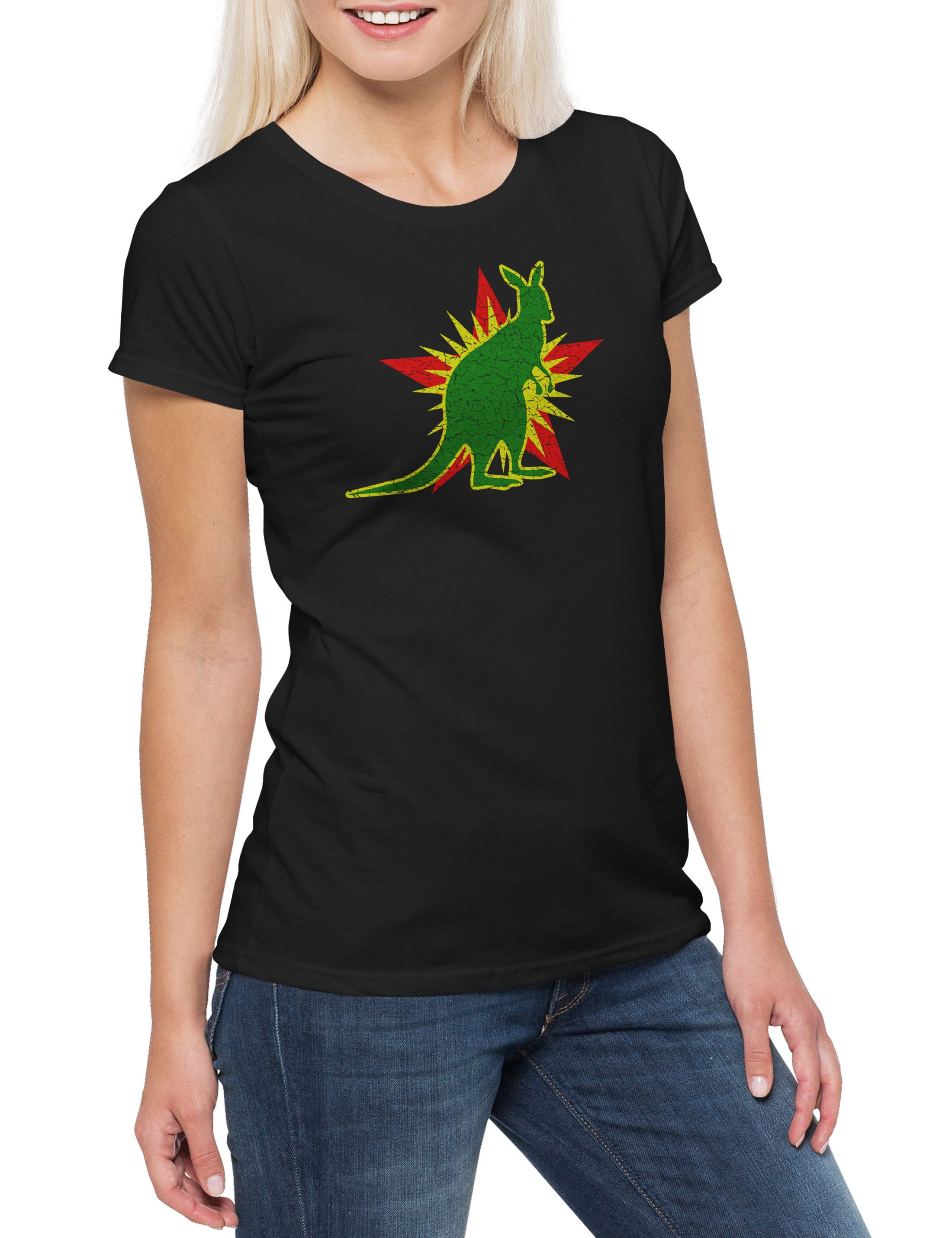 Print-Shirt Socialist Kangaroo Damen T-Shirt Red Känguru SternKommunismus