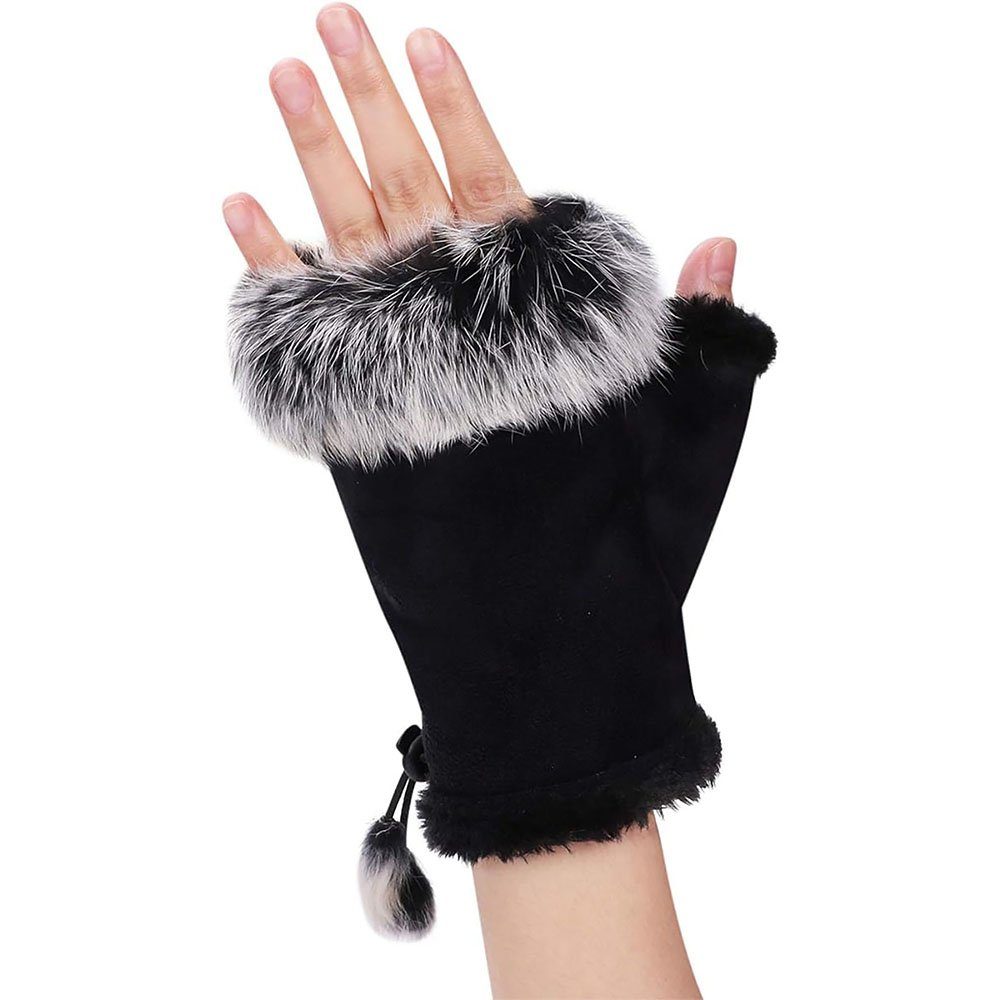 Halb Handschuhe Armstulpen CTGtree Fingerlose Damen Winterhandschuhe Strickhandschuhe