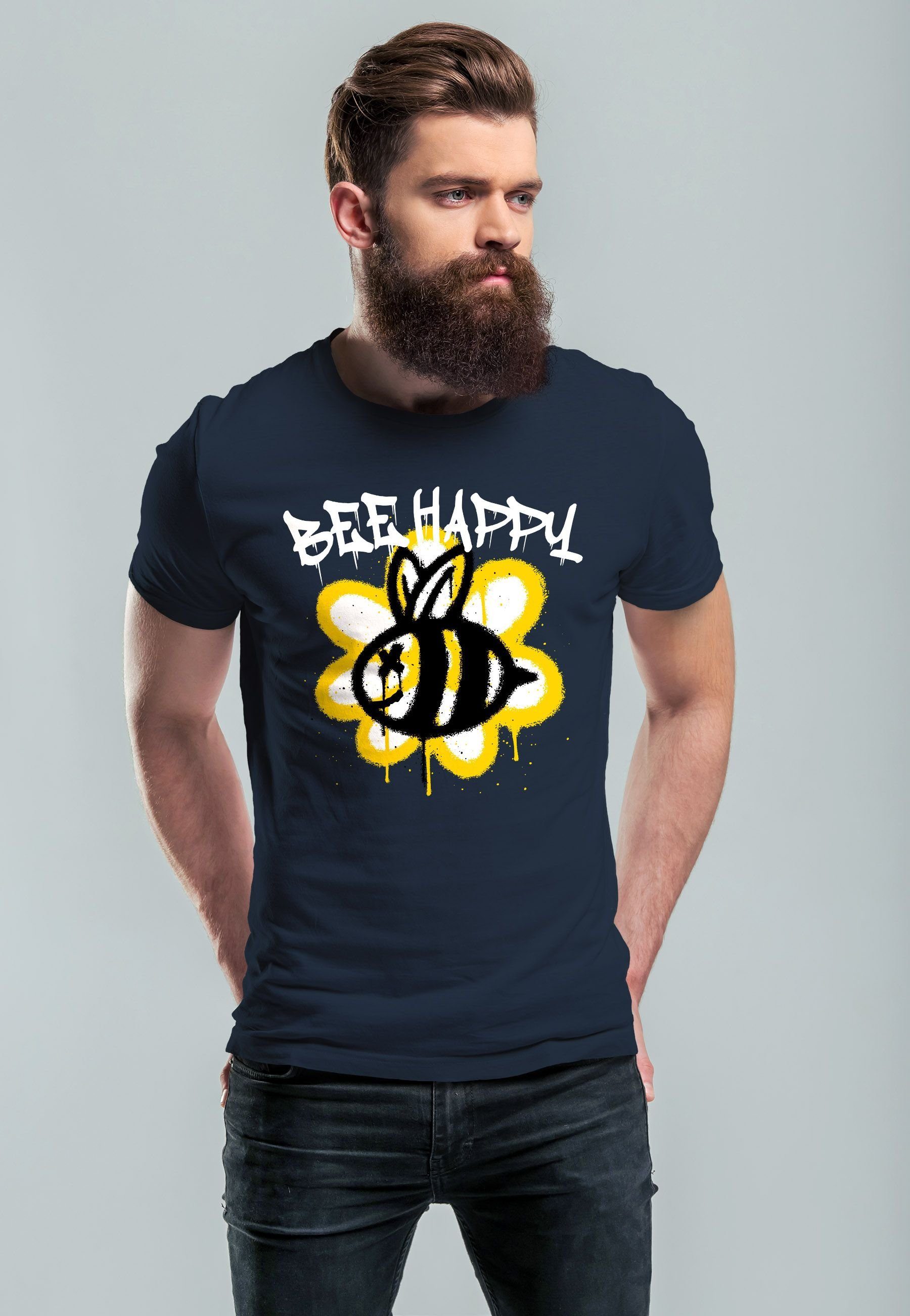 Neverless Print-Shirt Herren T-Shirt Aufdruck Bee günstig online kaufen
