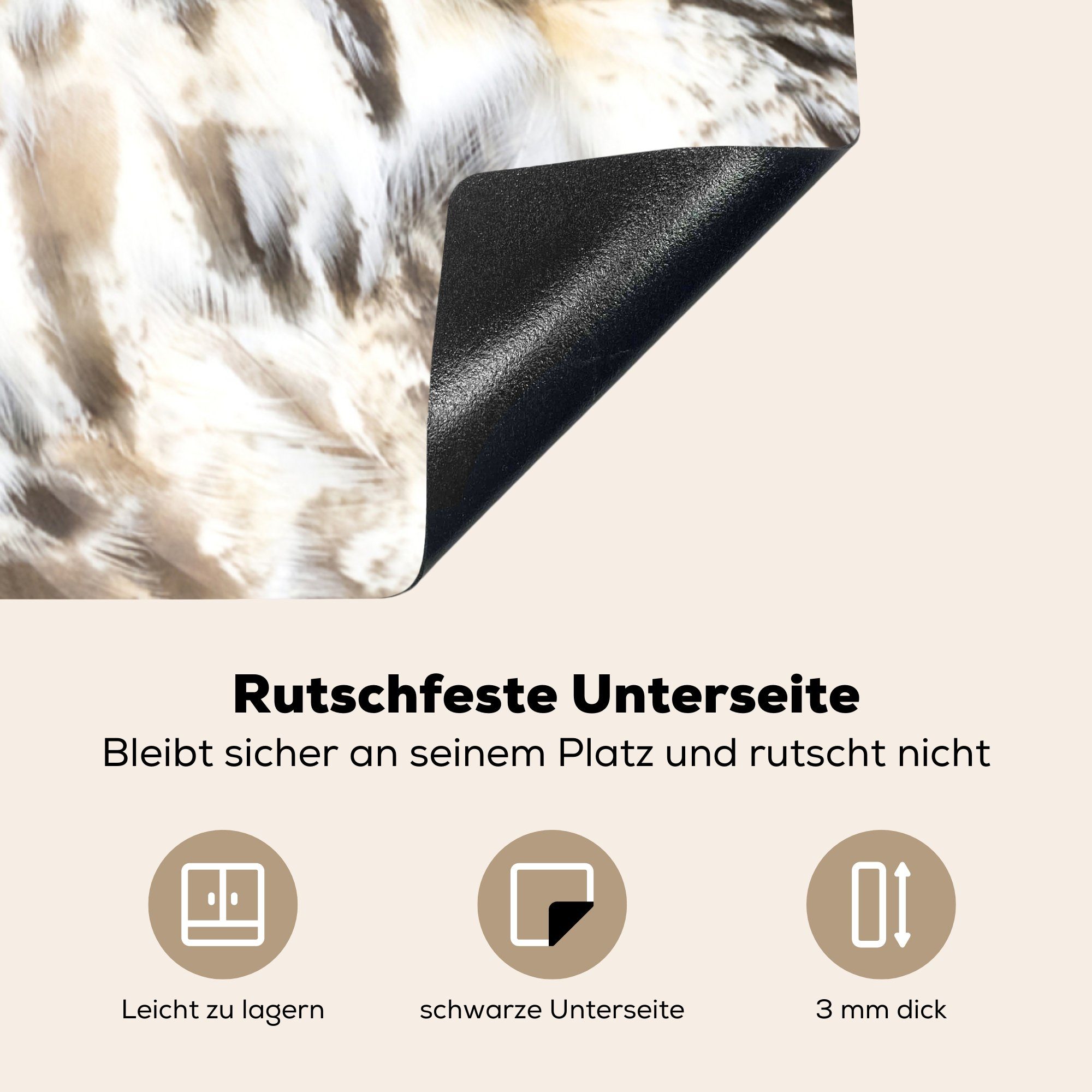 Zwinkernd Herdblende-/Abdeckplatte Schwarz, Arbeitsplatte cm, küche (1 - tlg), Ceranfeldabdeckung, - MuchoWow für Vinyl, Eule 78x78