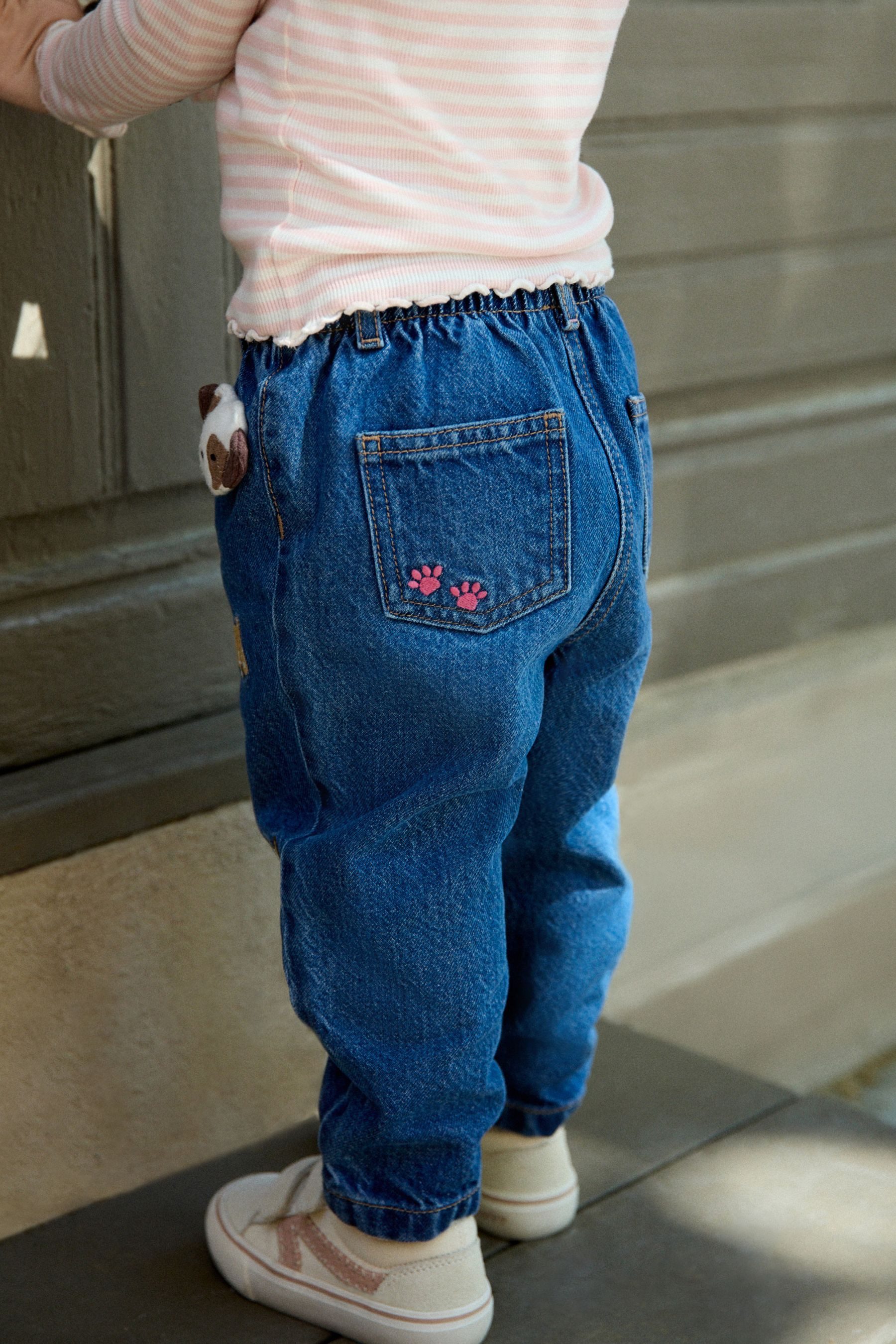 Next Mom-Jeans Mom-Jeans mit Stickerei (1-tlg)