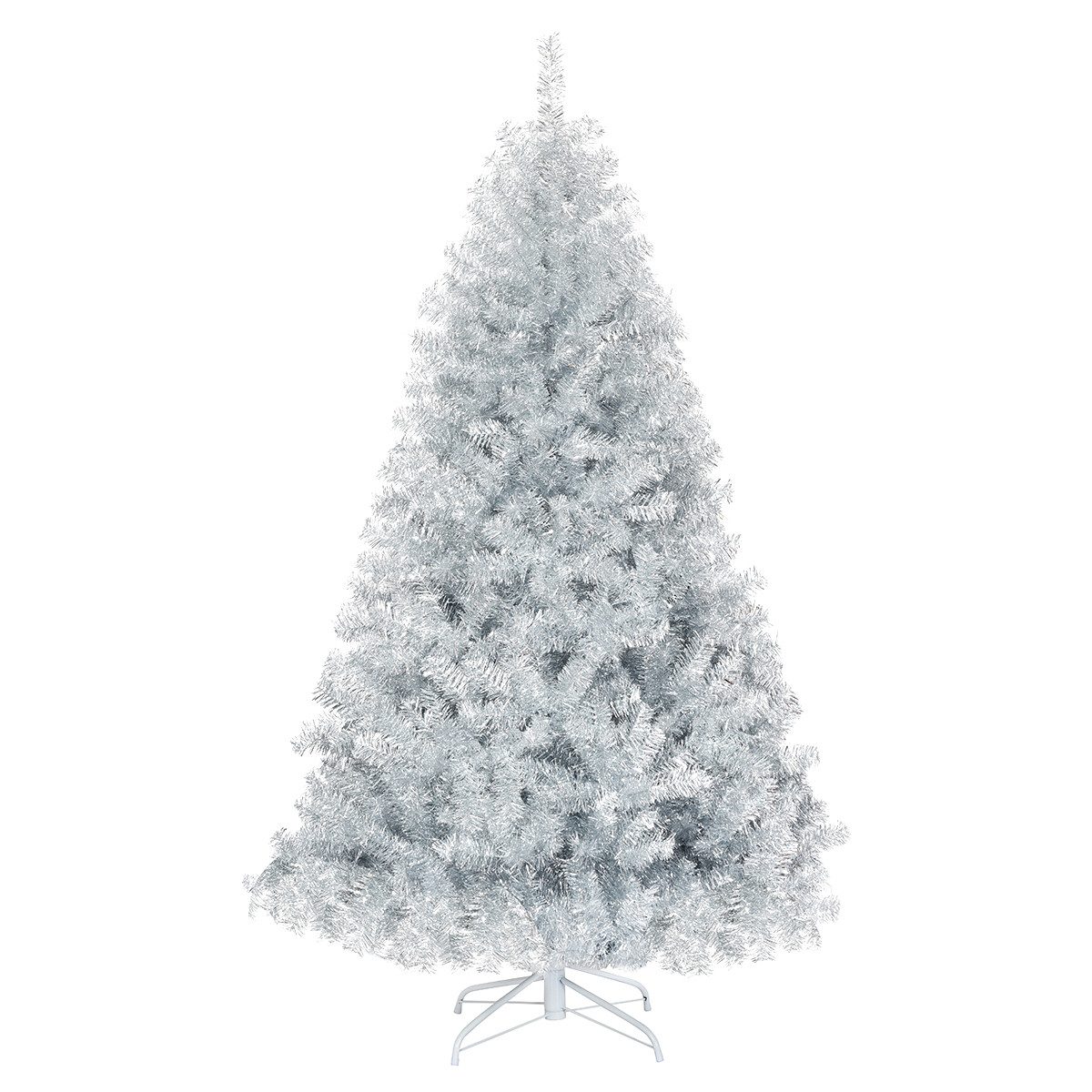 COSTWAY Künstlicher Weihnachtsbaum, 1036 PVC Nadeln, Metallständer, Silber