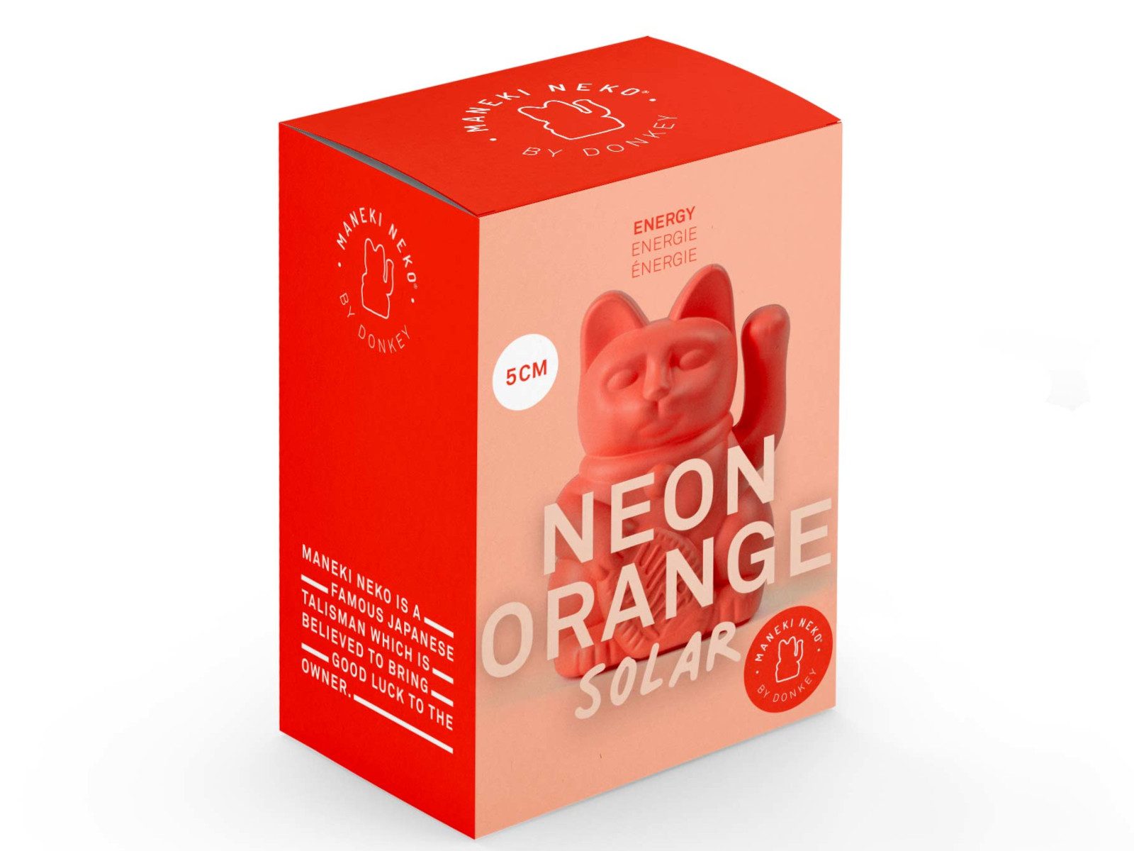 Donkey Products Dekofigur Lucky Cat Solar Winkekatze neon orange 6,5cm