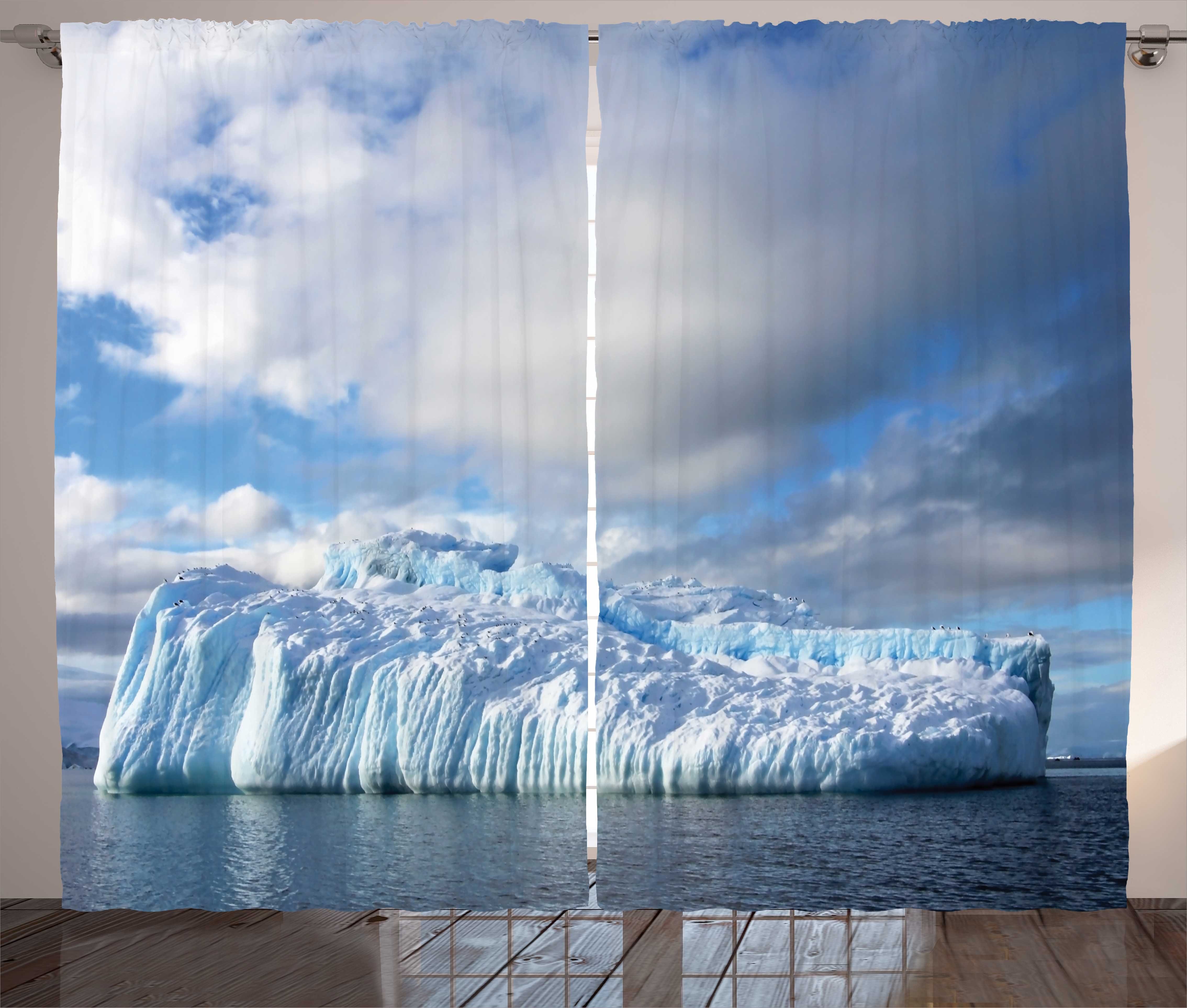 Gardine Schlafzimmer Kräuselband Vorhang mit Halbinsel Glacier und Island Haken, Antarktische Abakuhaus, Schlaufen