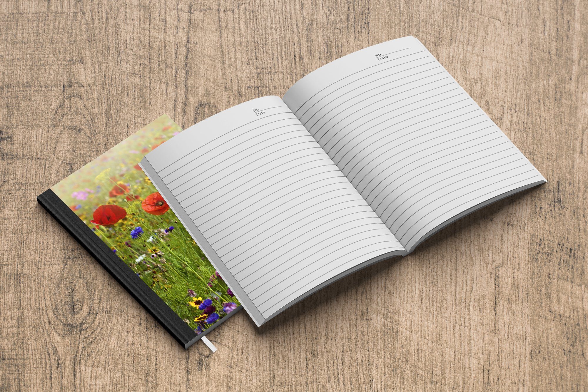 Rot - Seiten, A5, - Haushaltsbuch Notizheft, Merkzettel, - 98 Gras Grün, - Notizbuch - Frühling Mohn Blumen MuchoWow Tagebuch, Journal,