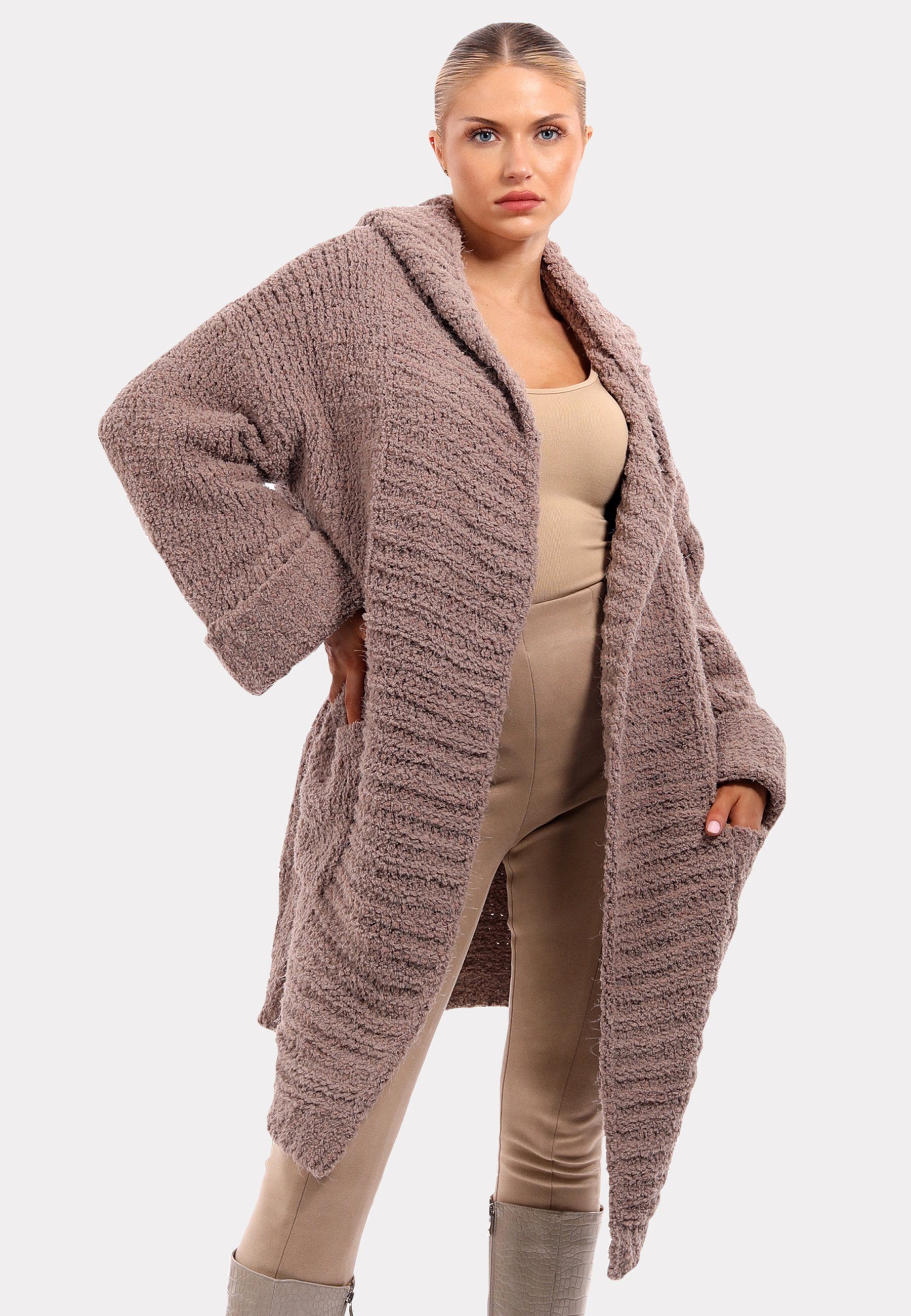 YC Fashion & Style Cardigan "Flauschige Komfort-Strickjacke 'Elegance' mit Großzügigem Schnitt" (1-tlg) in Unifarbe, mit Kapuze