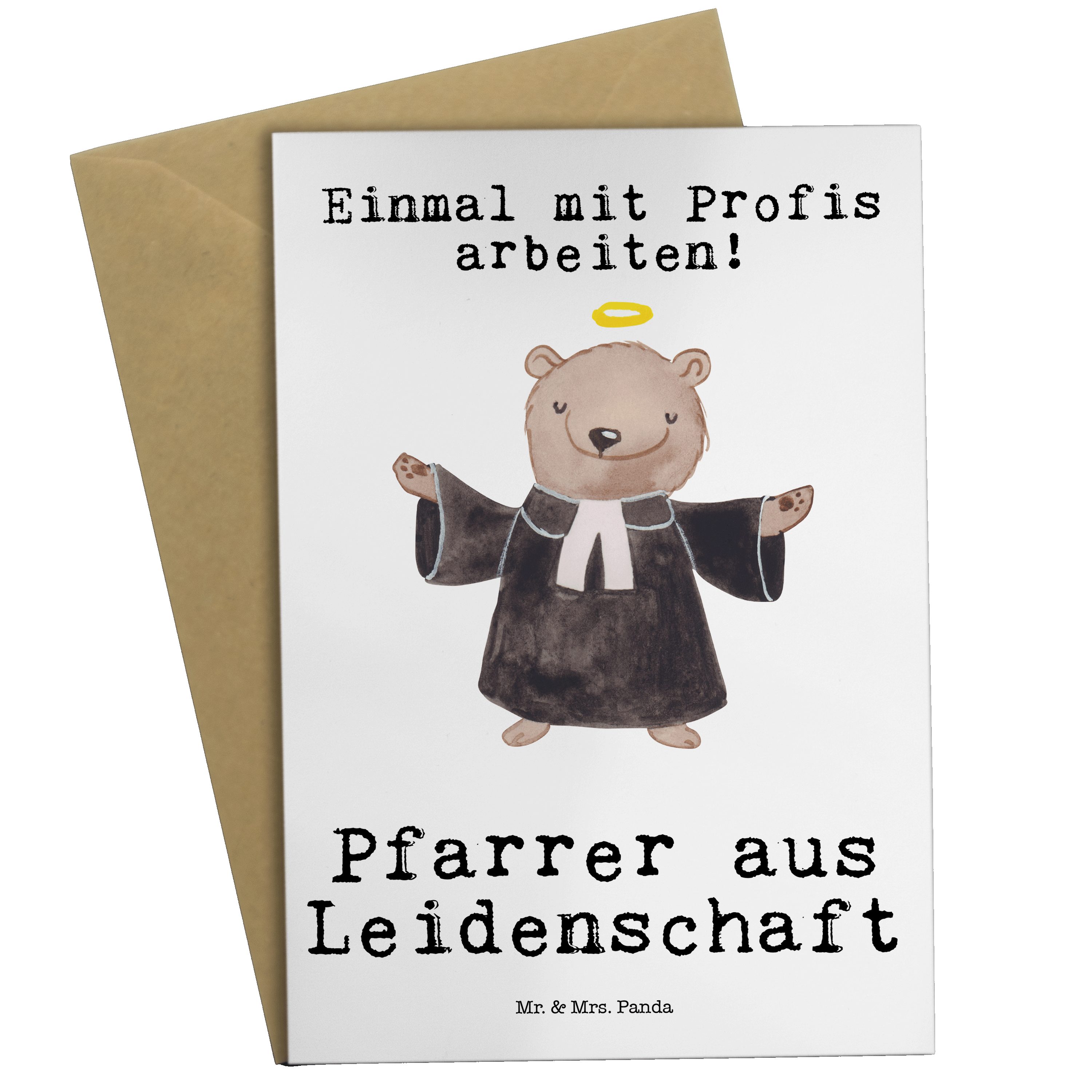 Mr. & Mrs. Panda Grußkarte Pfarrer aus Leidenschaft Weiß Geschenk